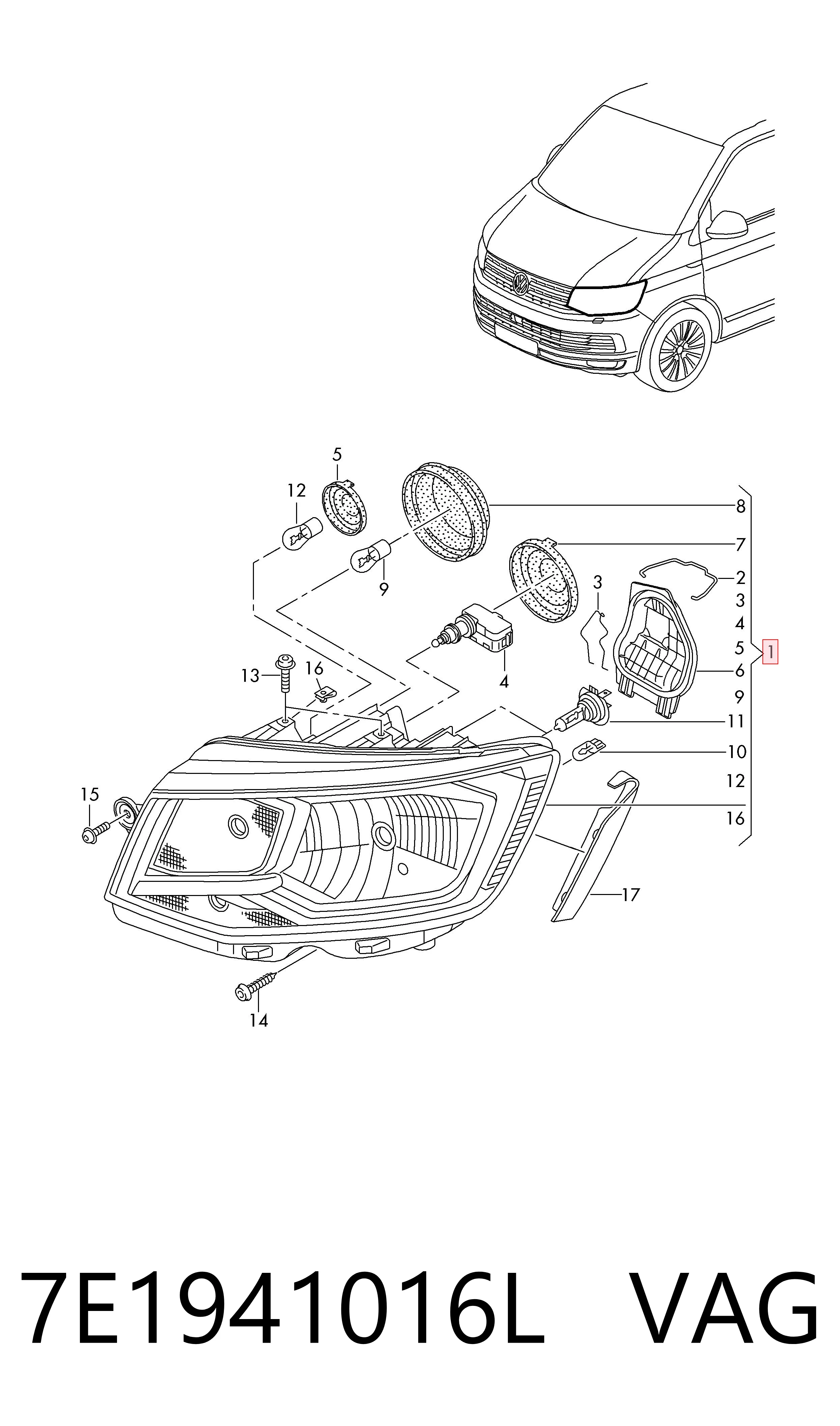 Купити Фара права Volkswagen Transporter T6 SGA, SGH, SHA, SHH