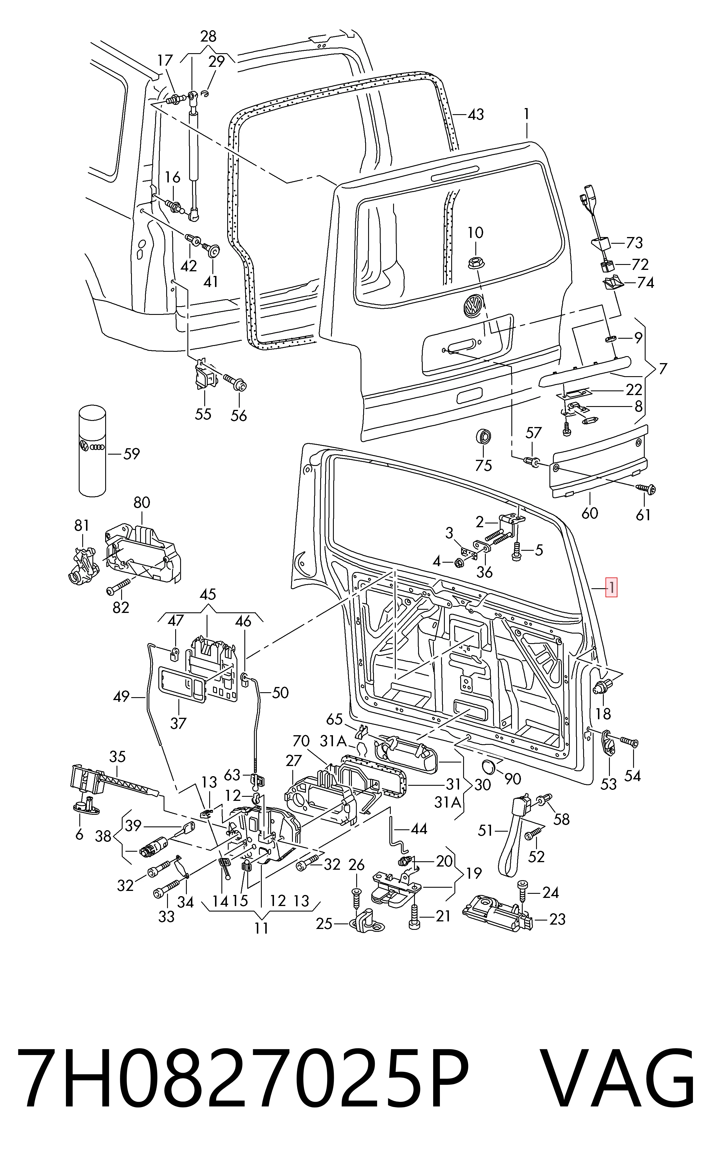 П'яті двері Volkswagen Multivan T5 мінівен (7HM, 7HN, 7HF, 7EF, 7EM, 7EN) (2003 - 2016) ціна, від 77.45 USD
