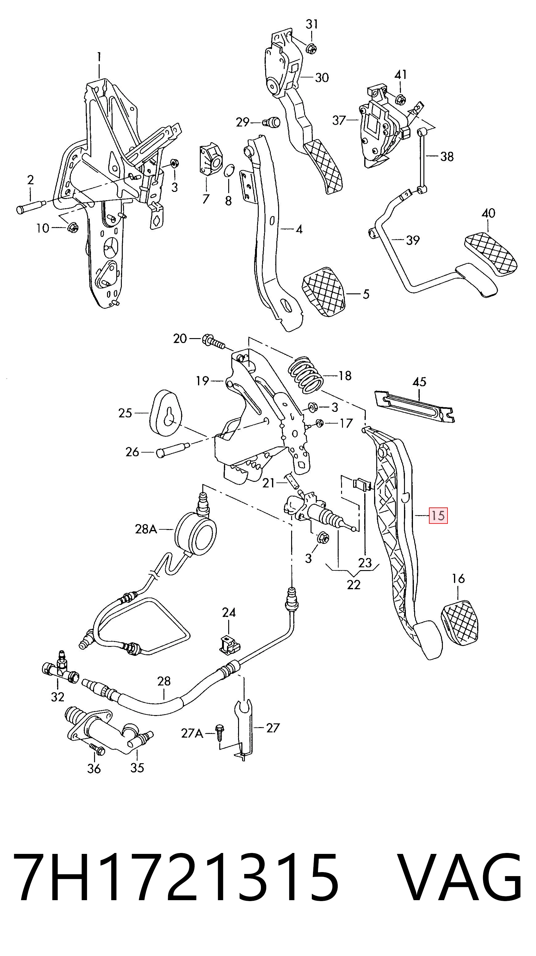 Педаль зчеплення на Volkswagen Transporter T5 7JD, 7JE