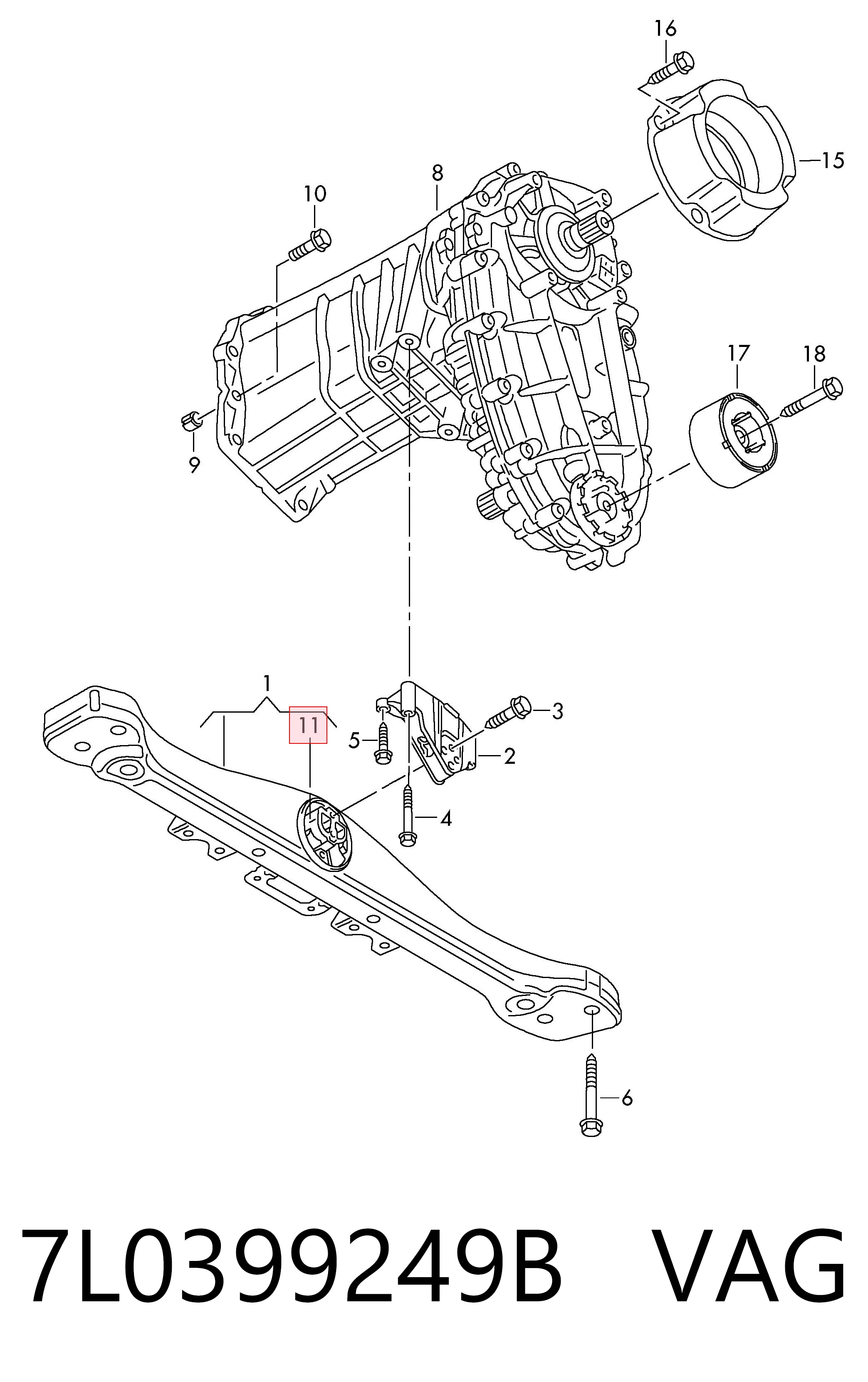 7L0399249B VAG Сайлентблок роздавальної коробки