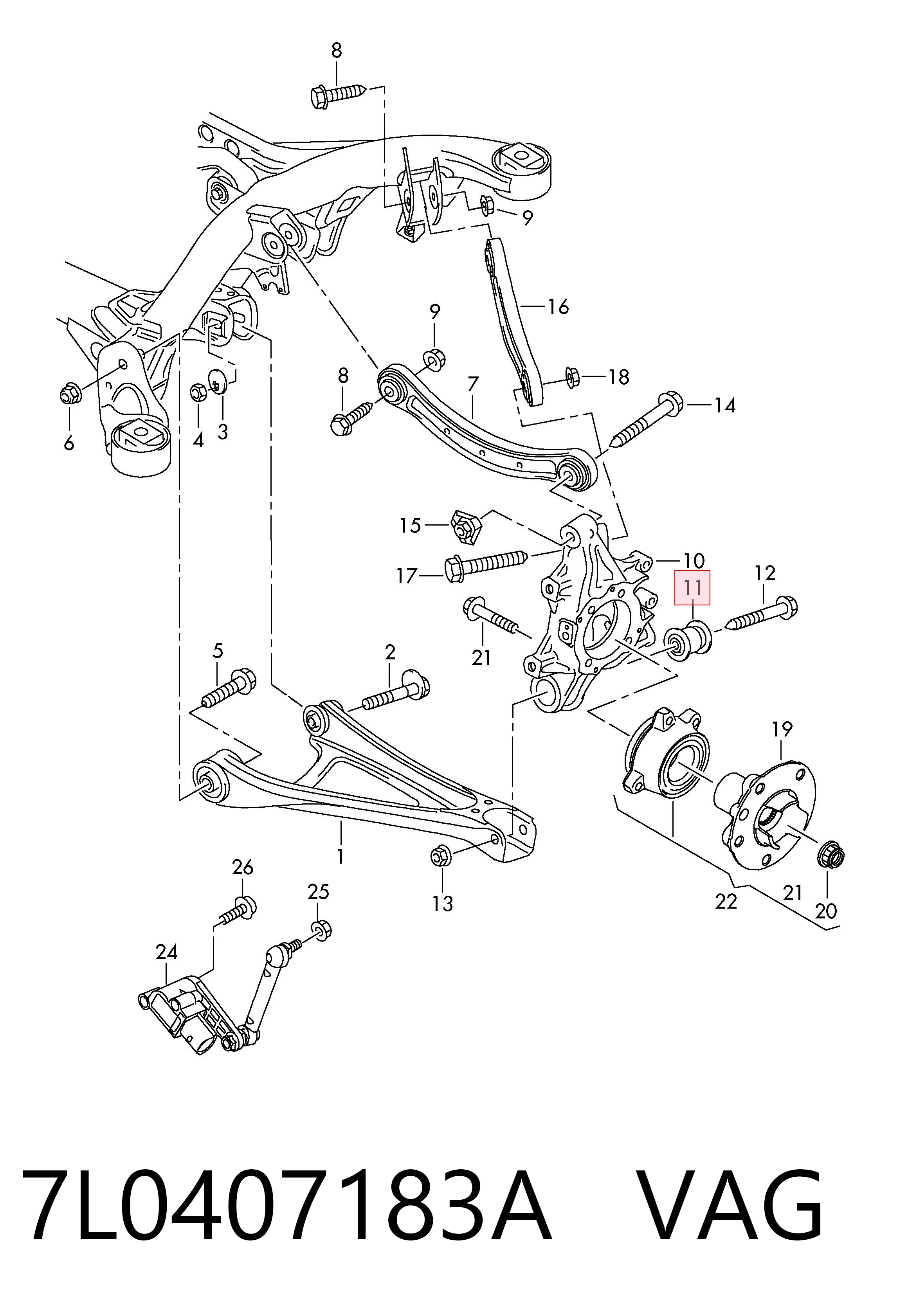Сайлентблок задньої підвіски Mercedes 7L0407183A