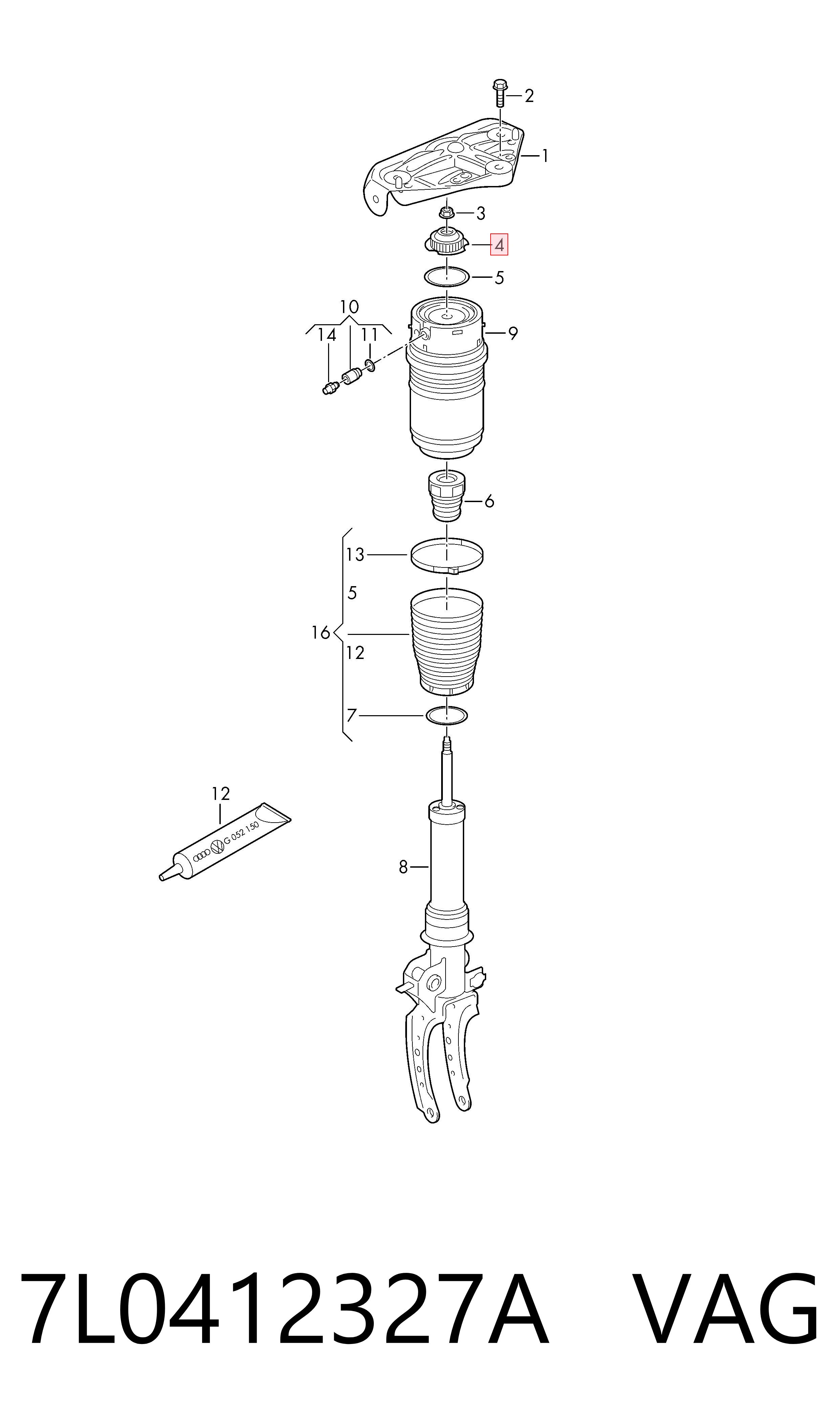 7L0412327A VAG Кріплення переднього амортизатора