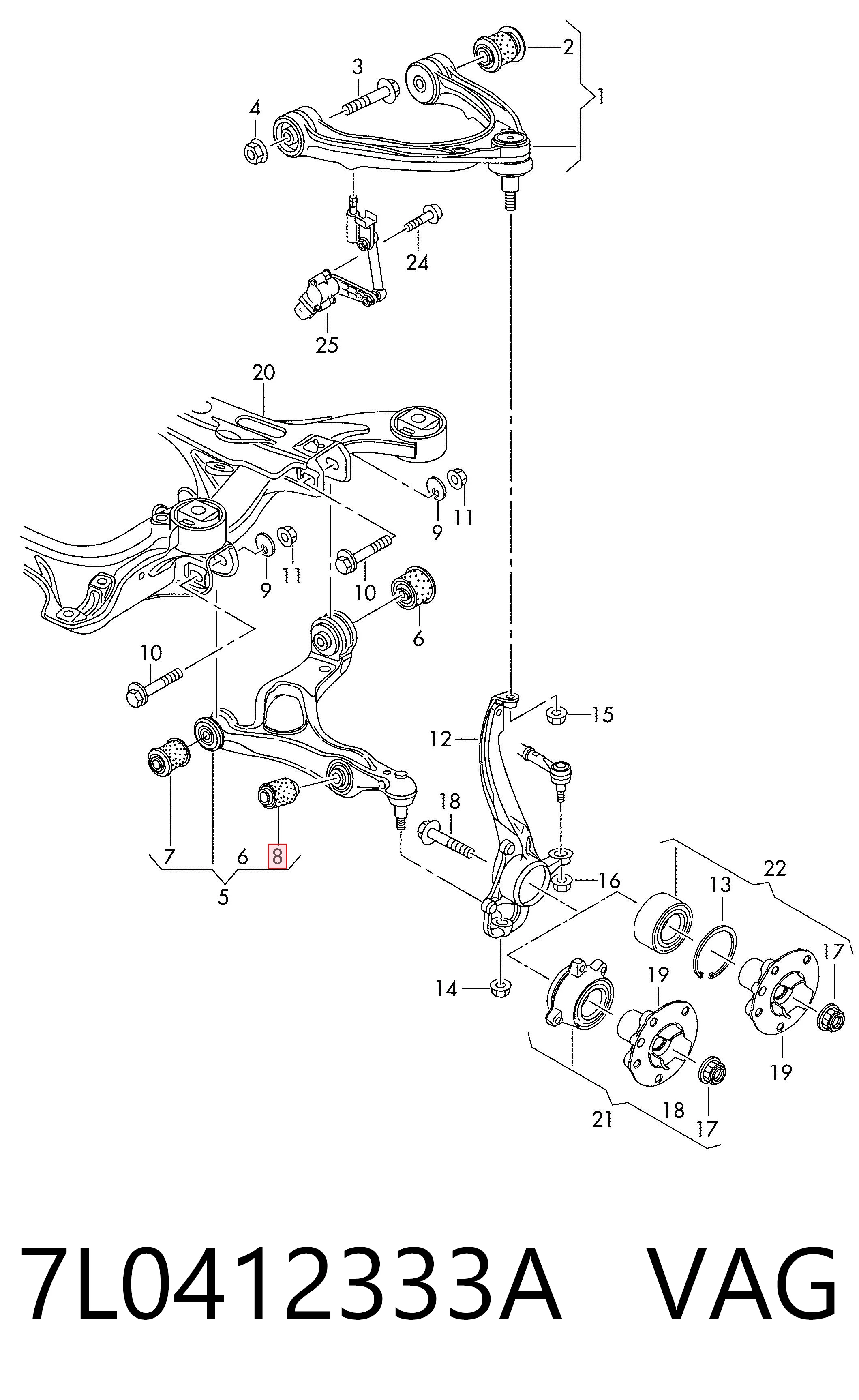 7L0412333A VAG Сайлентблок переднього нижнього важеля