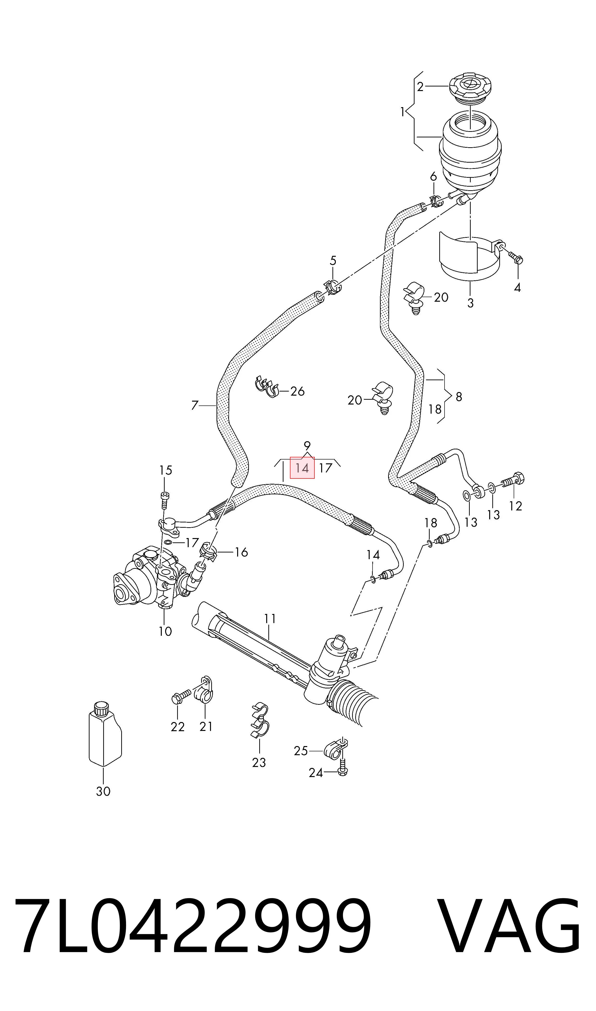 7L0422999 VAG Кільце ущільнювача штуцерів рульової рейки