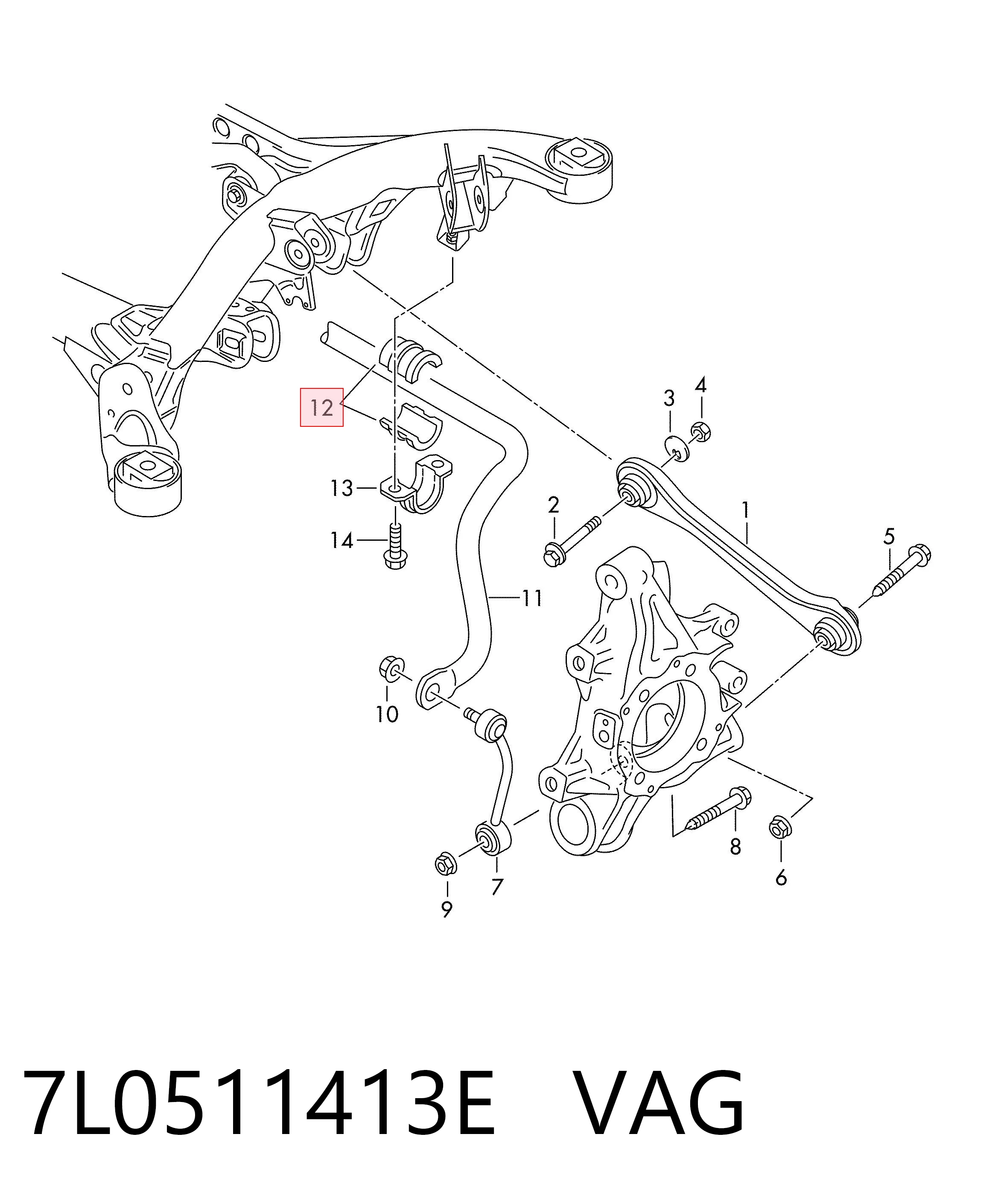 7L0511413E VAG Прокладка стабільзатора заднього