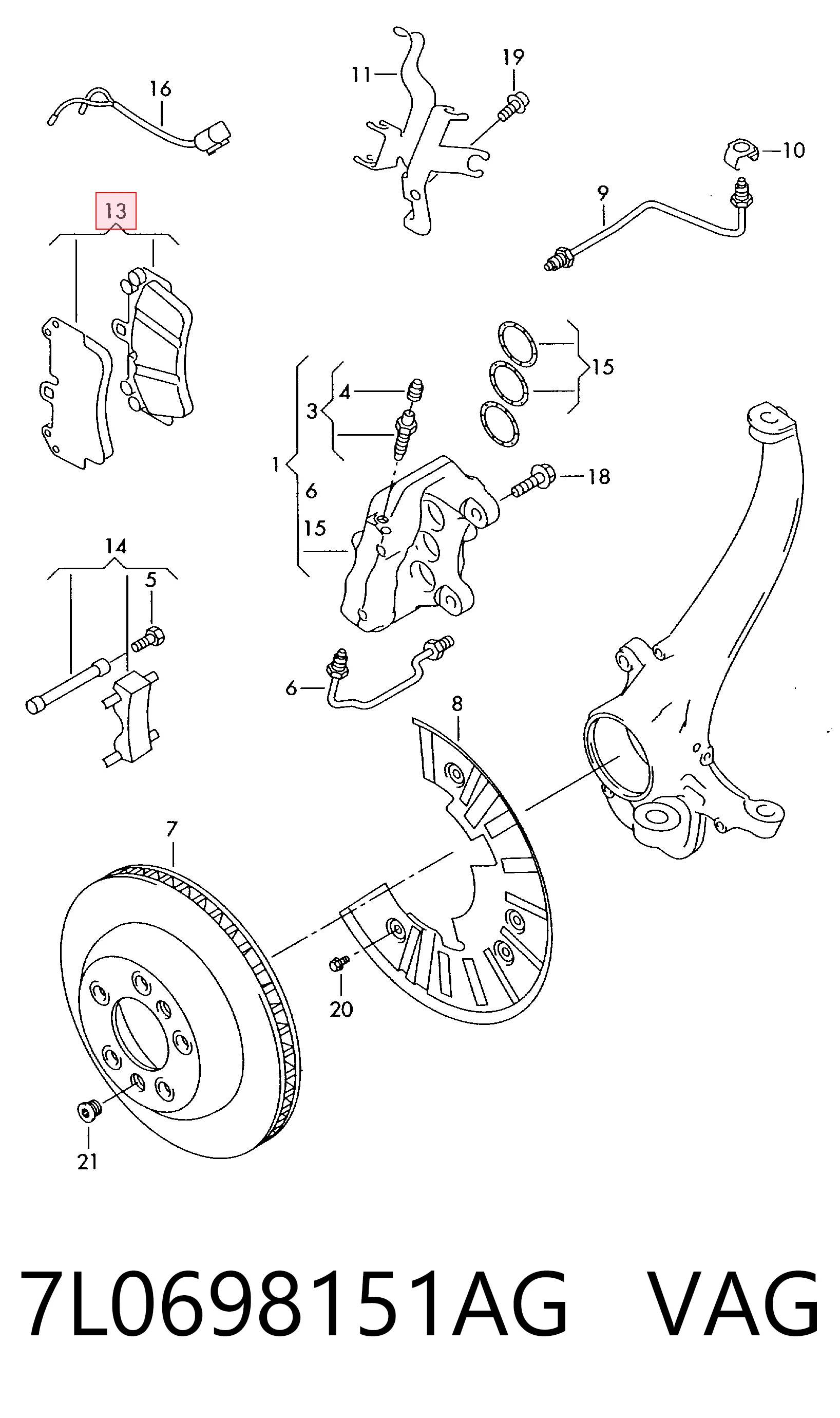 7L0698151AG VAG Передні гальмівні колодки
