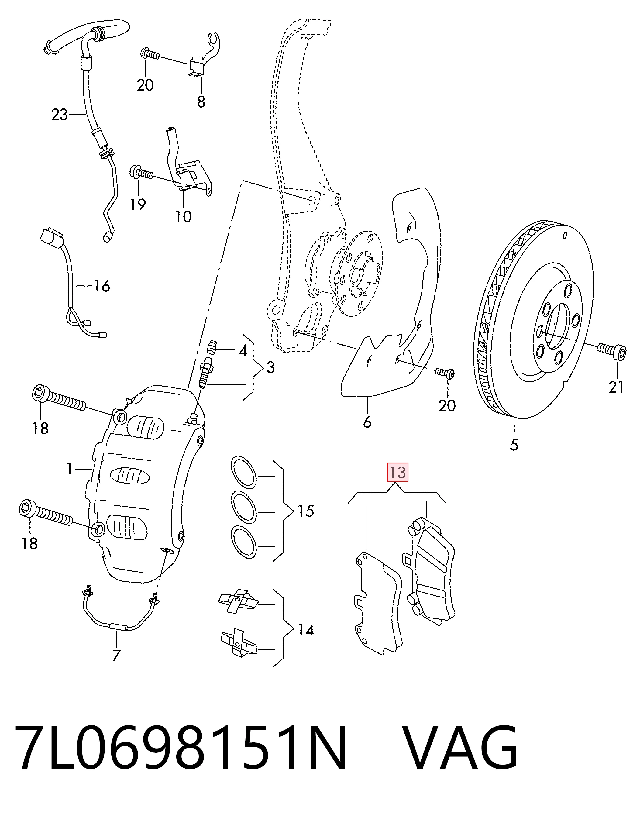 7L0698151N VAG Передні гальмівні колодки