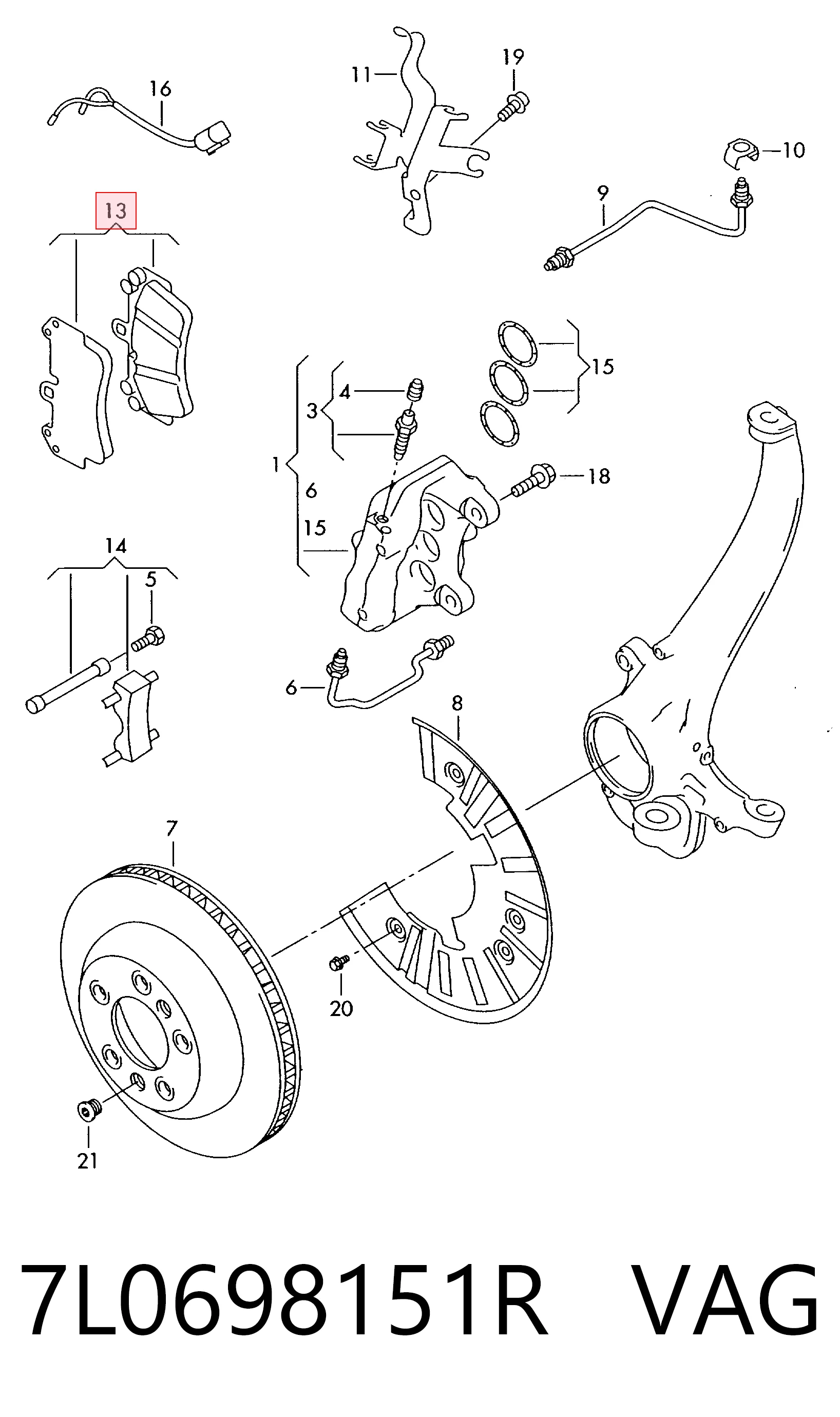 7L0698151R VAG Передні гальмівні колодки