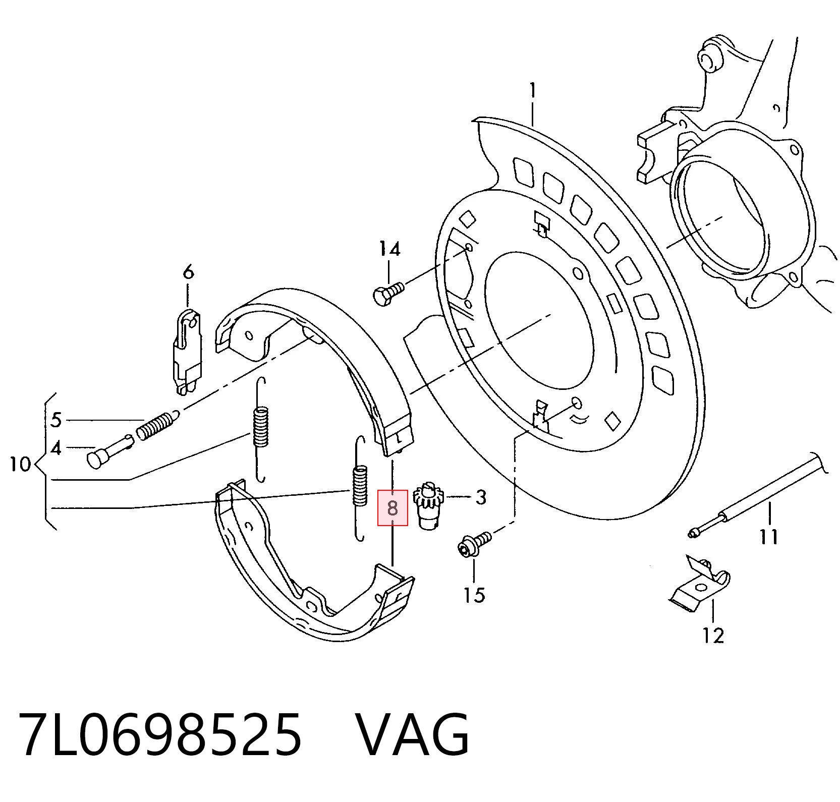 7L0698525 VAG Гальмівні колодки ручника