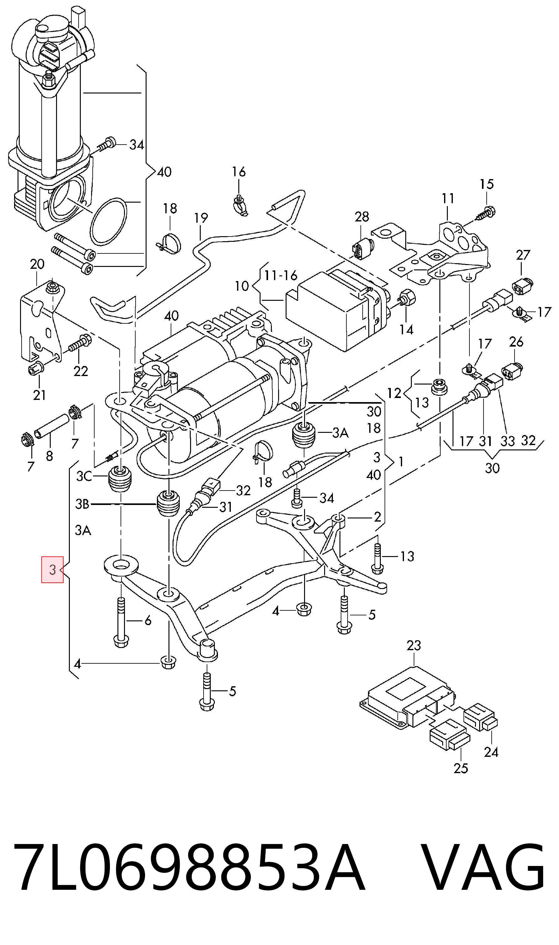 7L0698853A VAG Кронштейн компресора пневмопідкачування (амортизаторів)