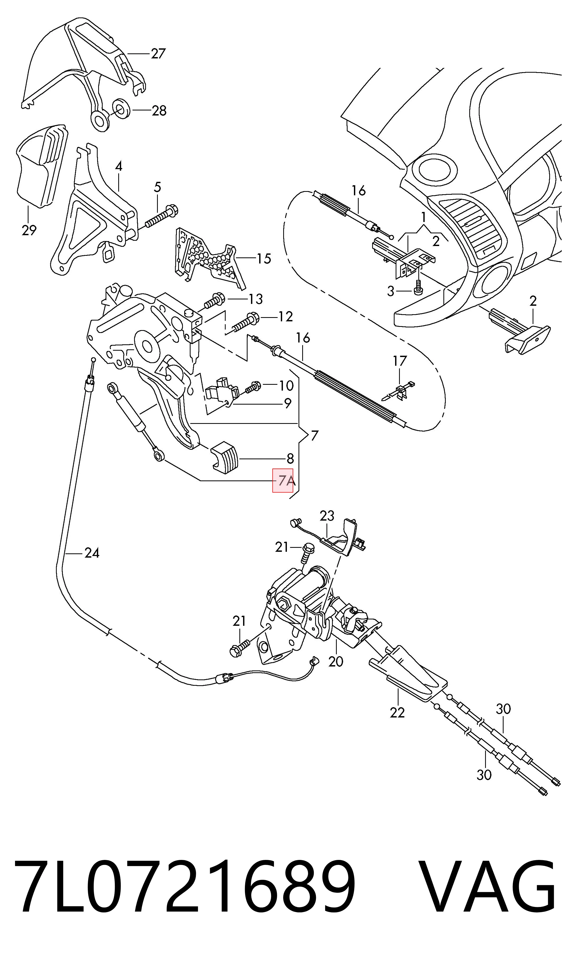 7L0721689 VAG Амортизатор педалі гальма стоянки