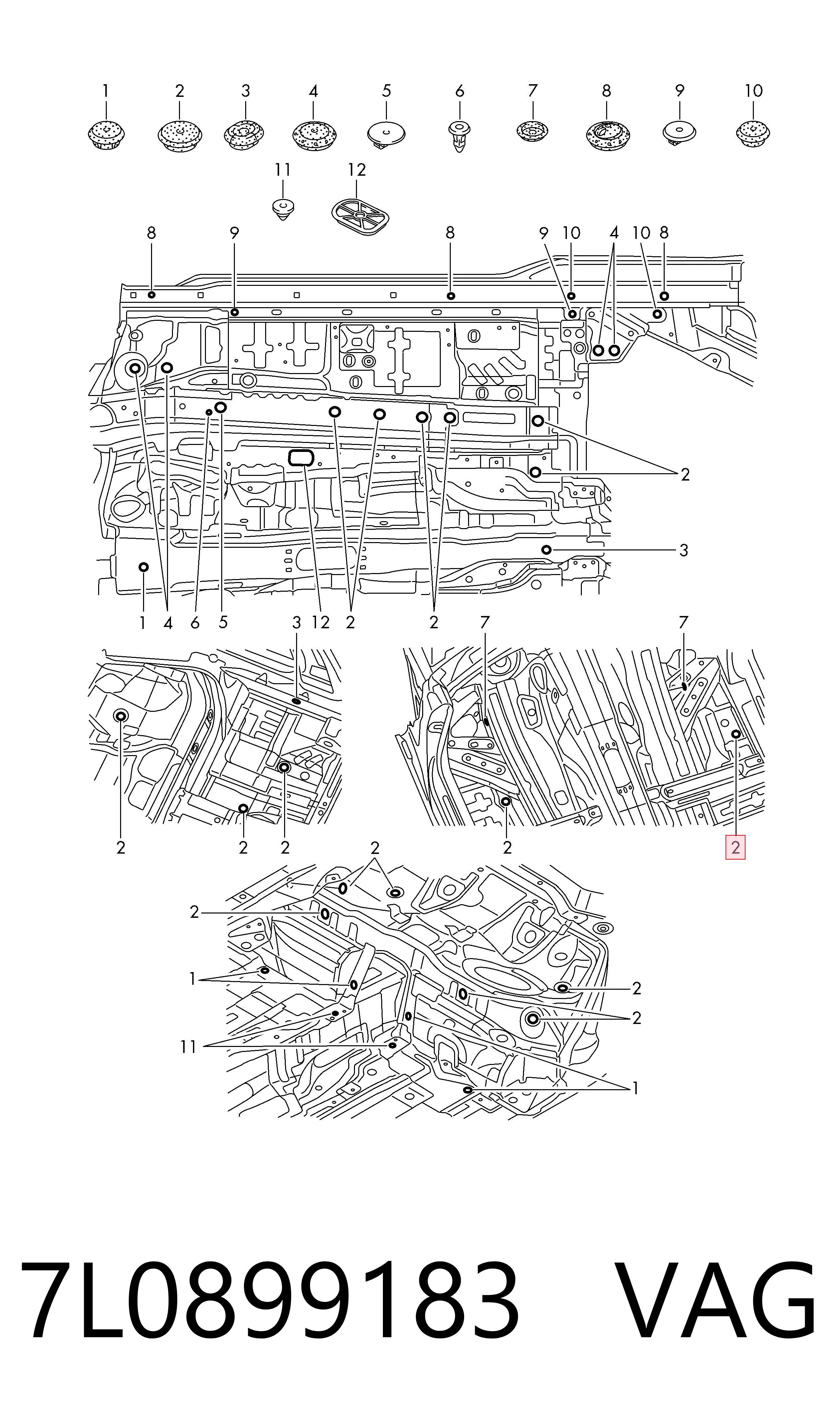 7L0899183 VAG Заглушка кузова (підлоги)