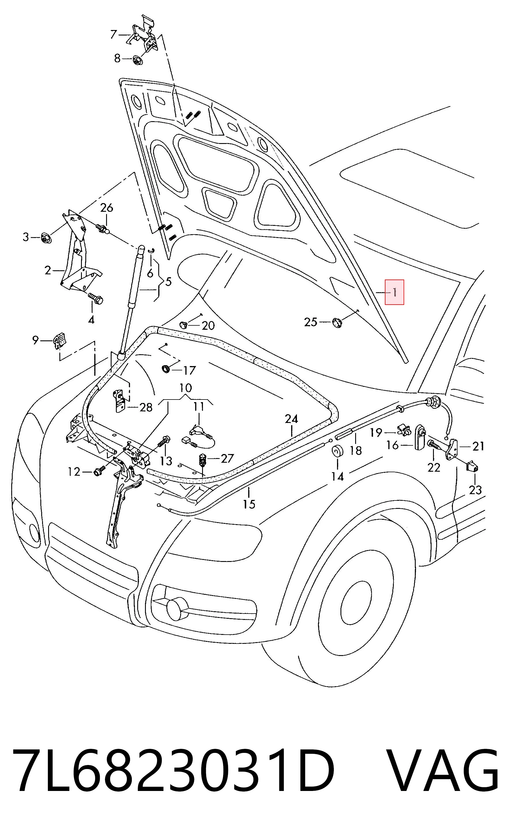 Капот Volkswagen Touareg I позашляховик (7LA, 7L6, 7L7) (2002 - 2010) ціна, від 76.53 USD