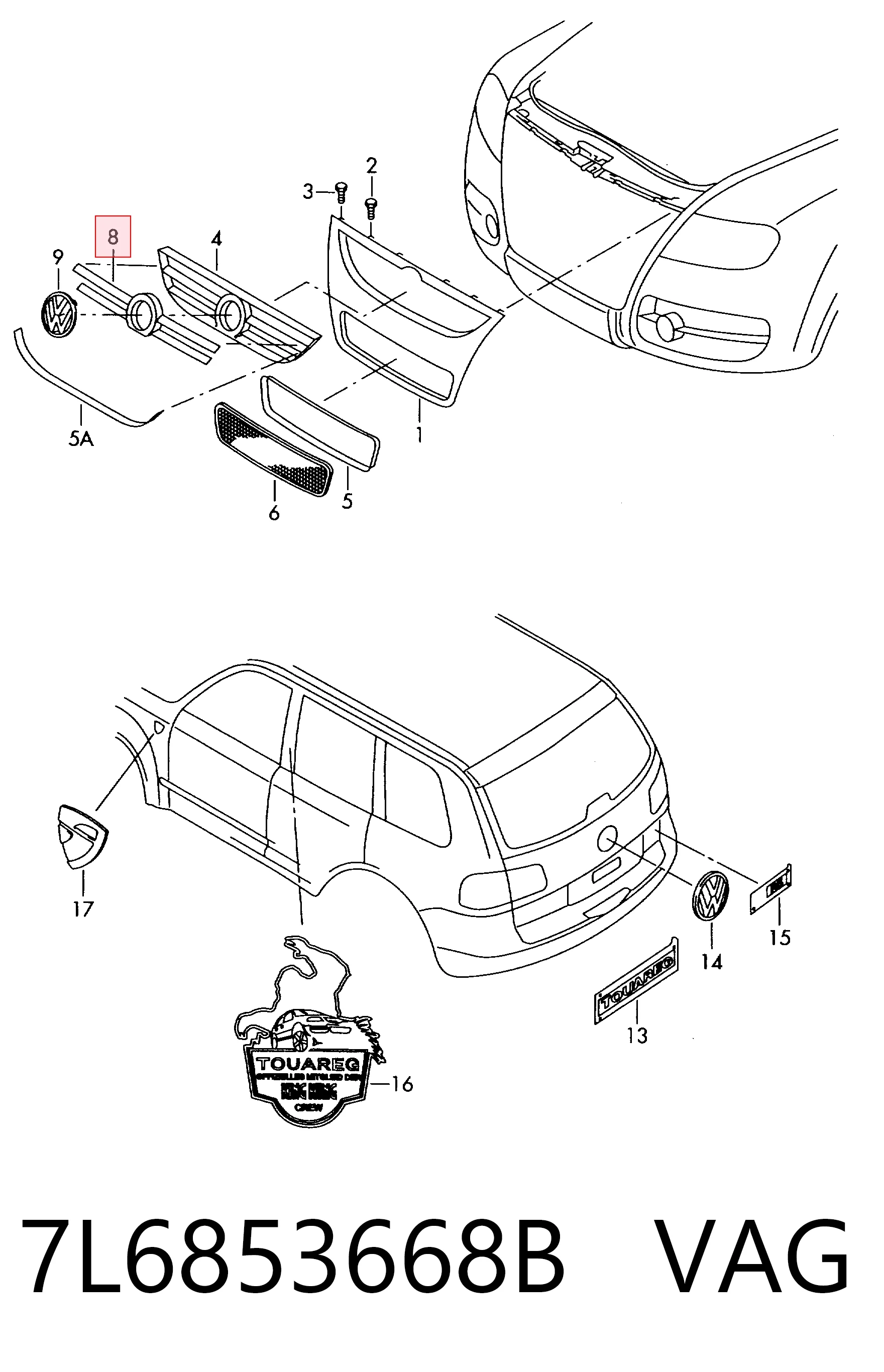 7L6853668B VAG Решітка радіатора