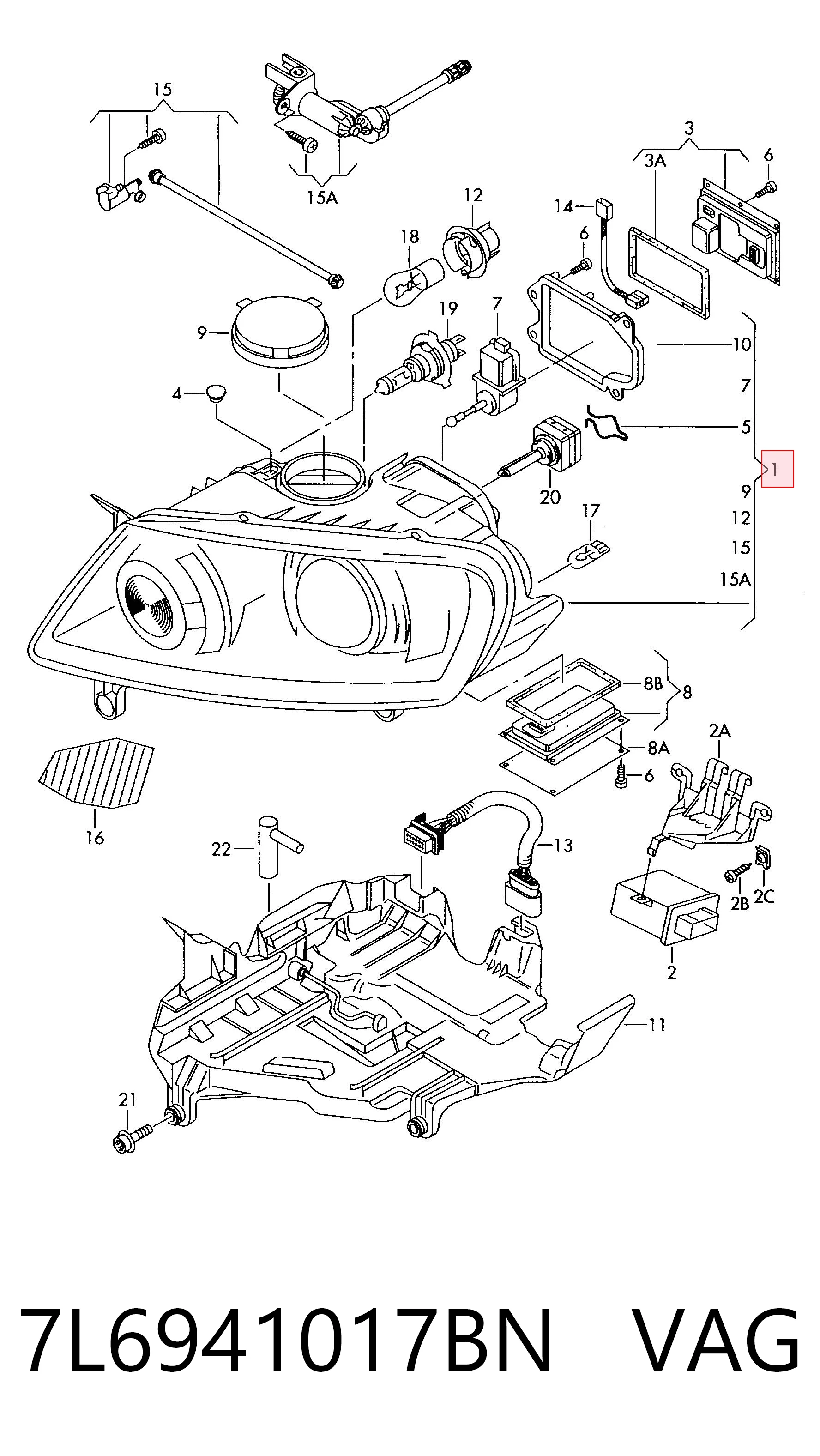 Фари VAG 7L6941017BN ціна, від 382.04 USD