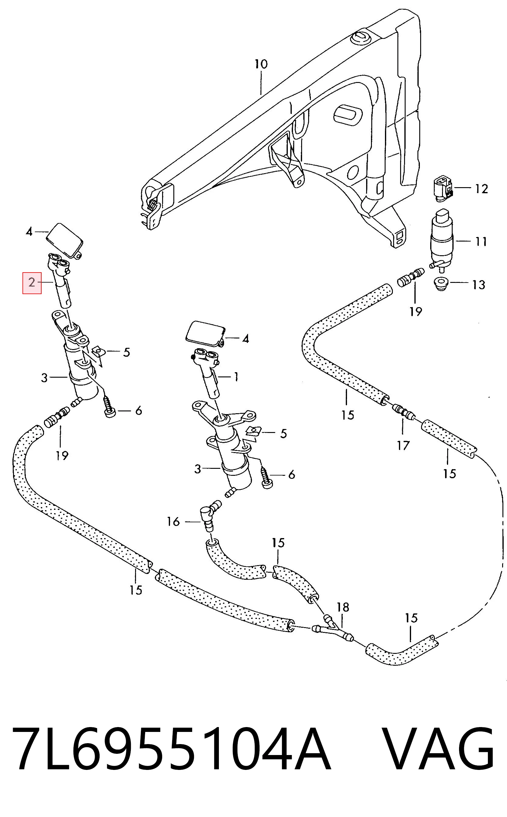 7L6955104A VAG Форсунка омивача фари передньої, правої