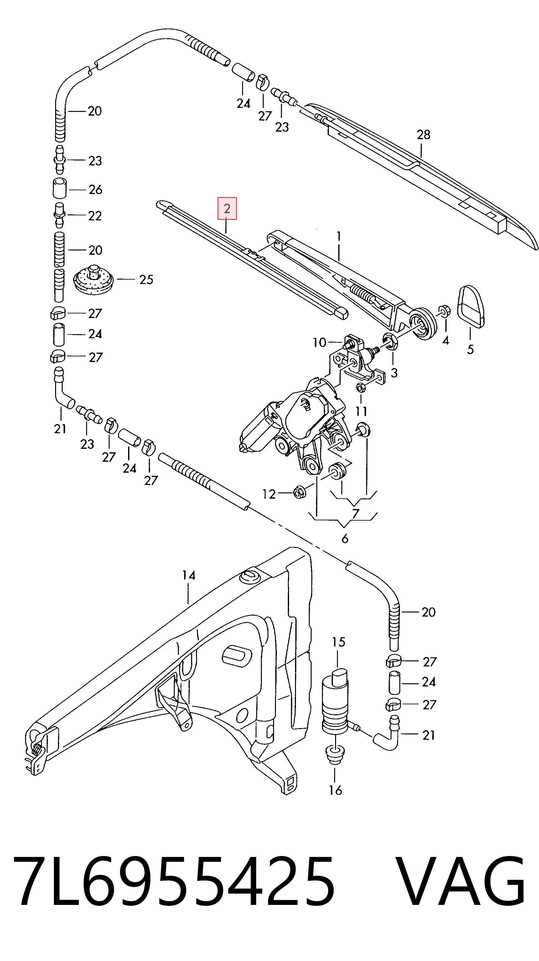 7L6955425 VAG Щітка склоочисника задня