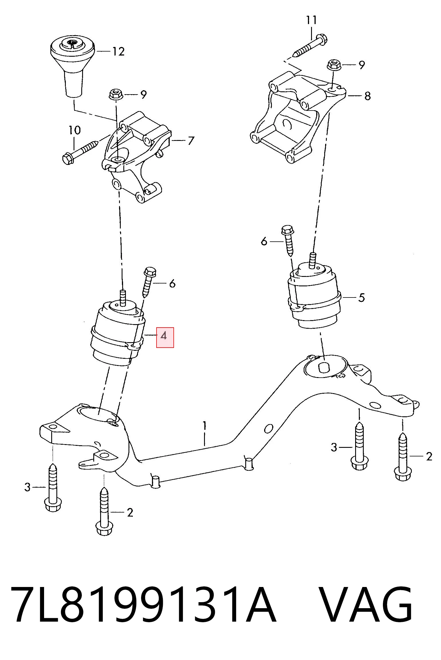 7L8199131A VAG Подушка (опора) двигуна, ліва/права