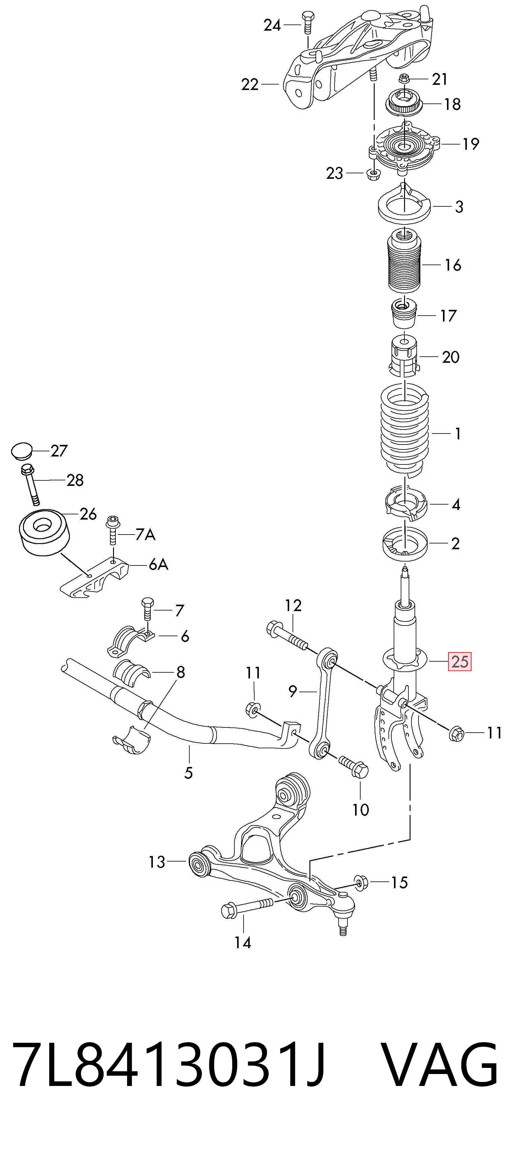 Купити 7L8413031J VAG Амортизатора передній лівий