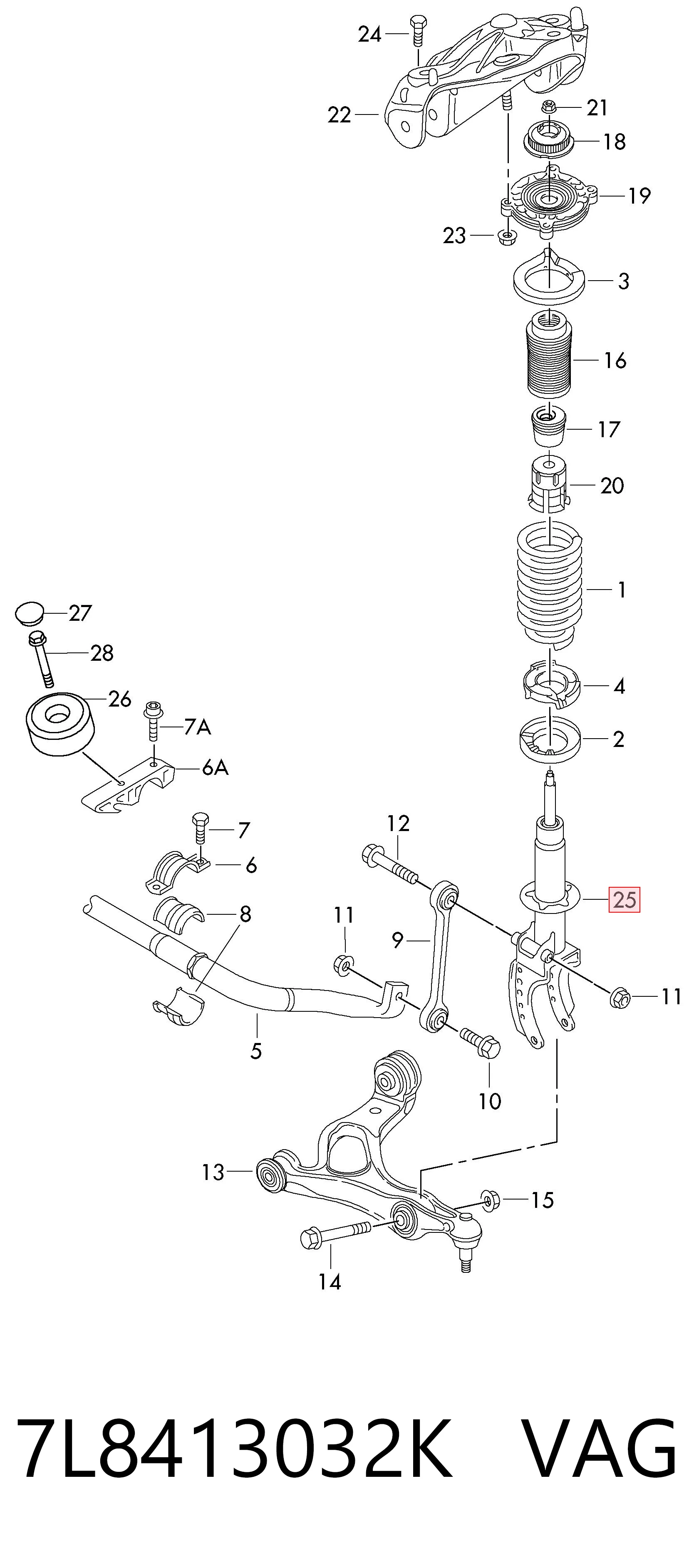 7L8413032K VAG Амортизатор передньої підвіски