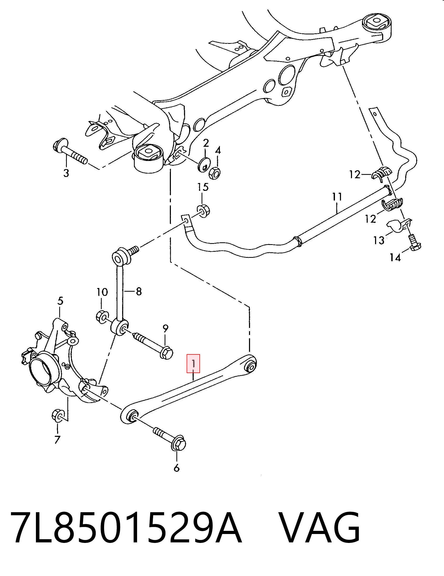 7L8501529A VAG Розтяжка задньої підвіски