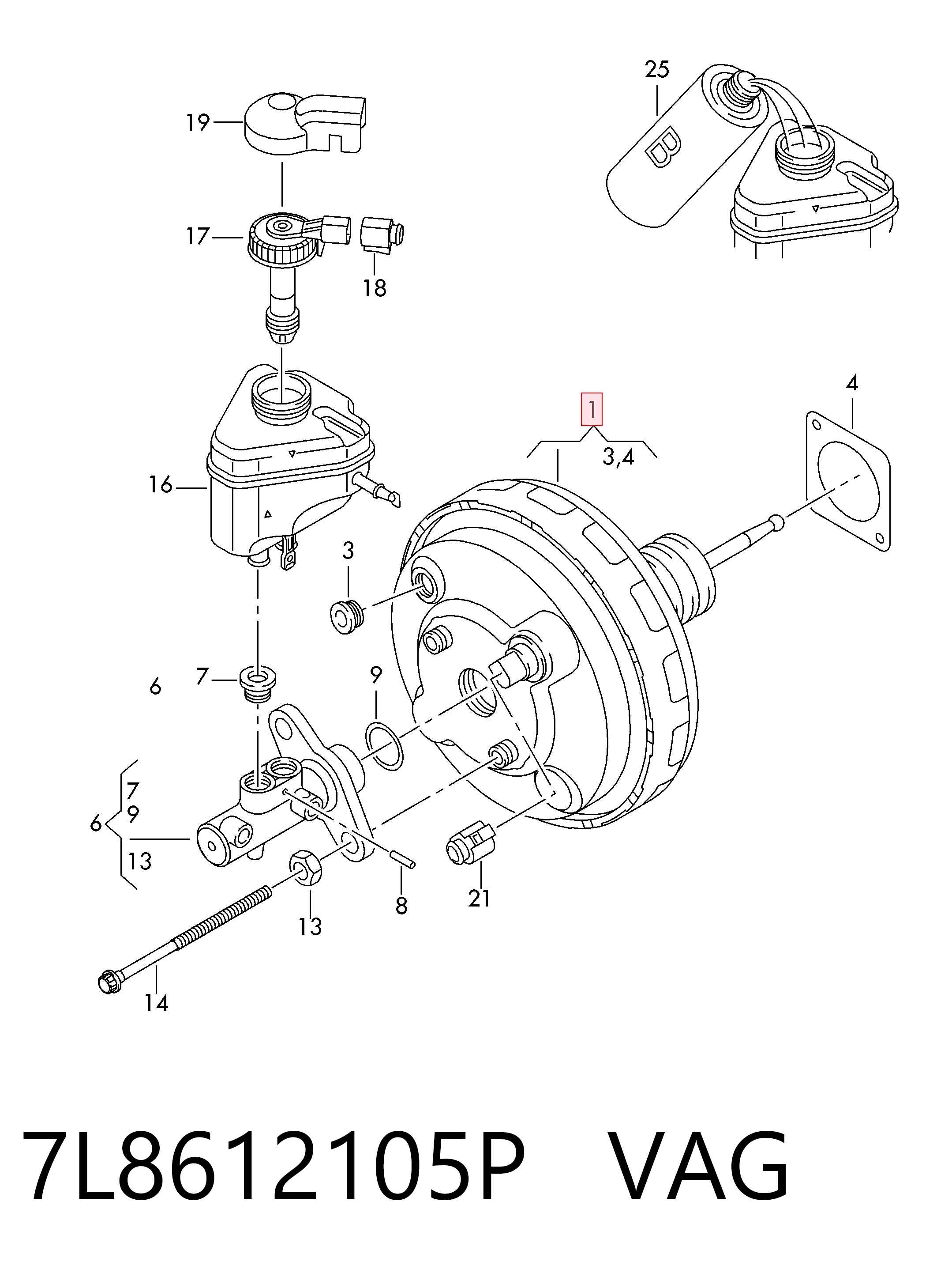 7L8612105P VAG Підсилювач гальм вакуумний