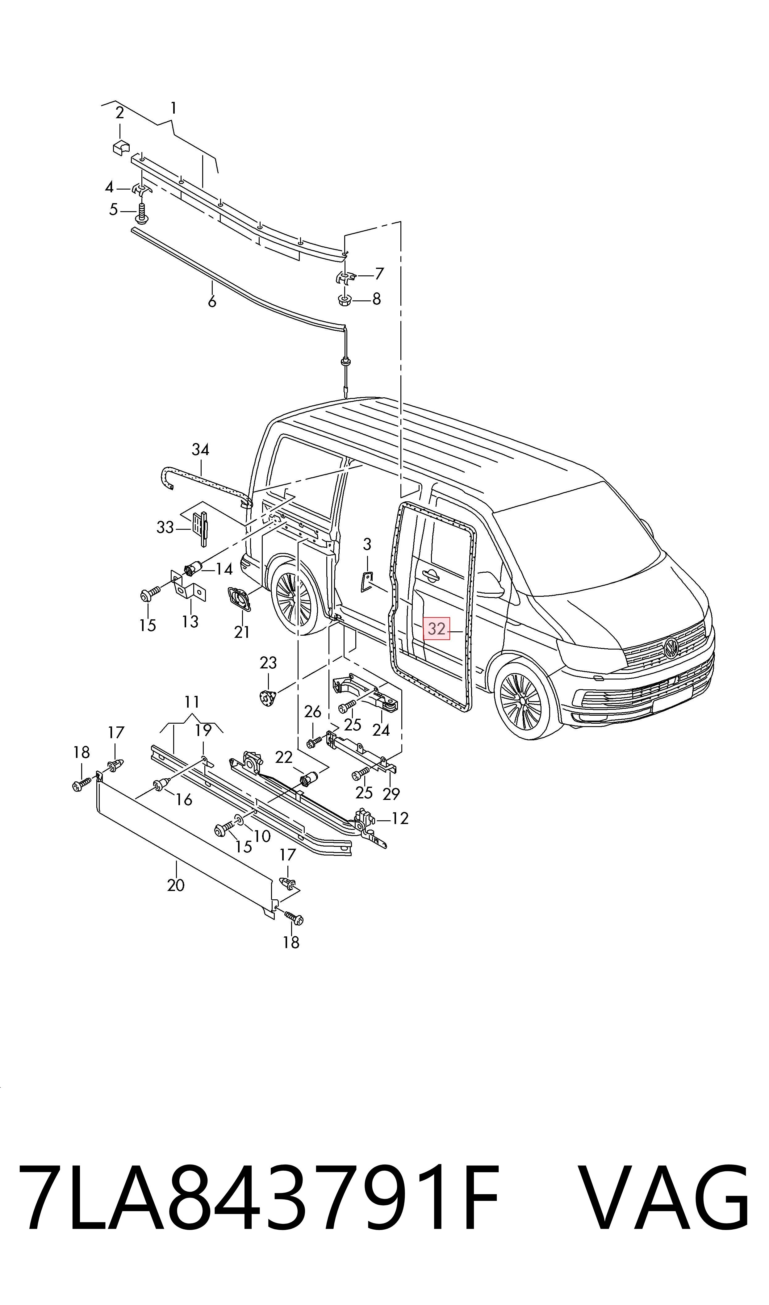 Ущільнювач двері бічний/зсувний VAG 7LA843791F ціна, від 168.19 USD