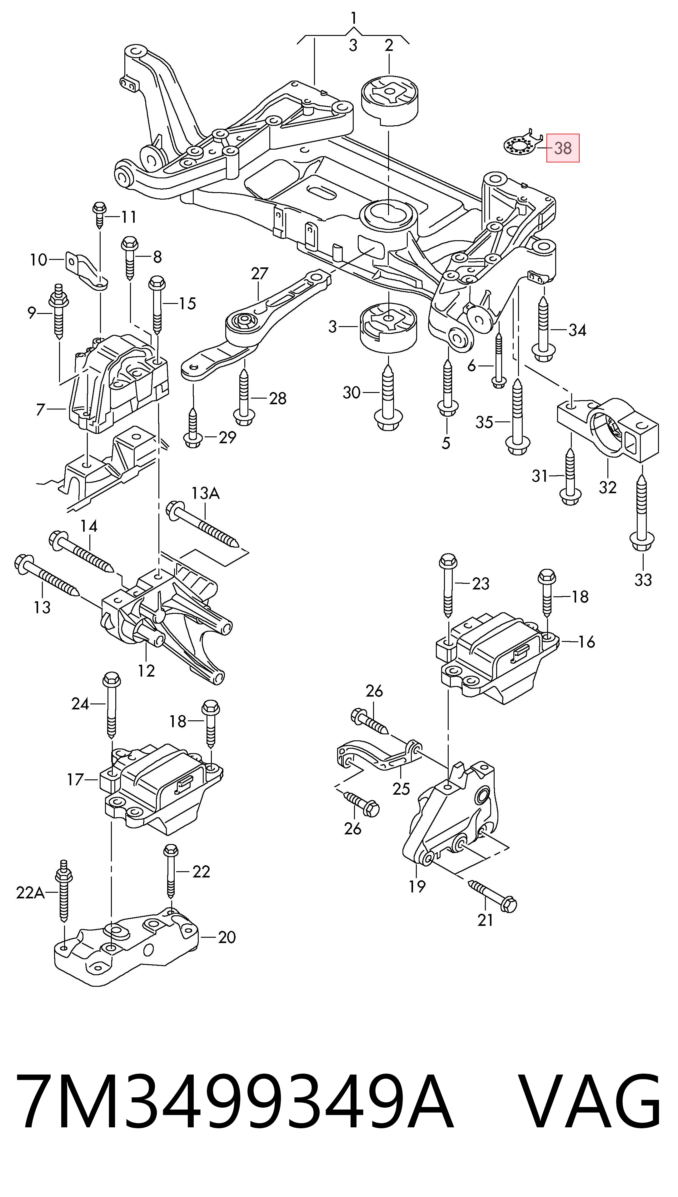 7M3499349A VAG Передня балка