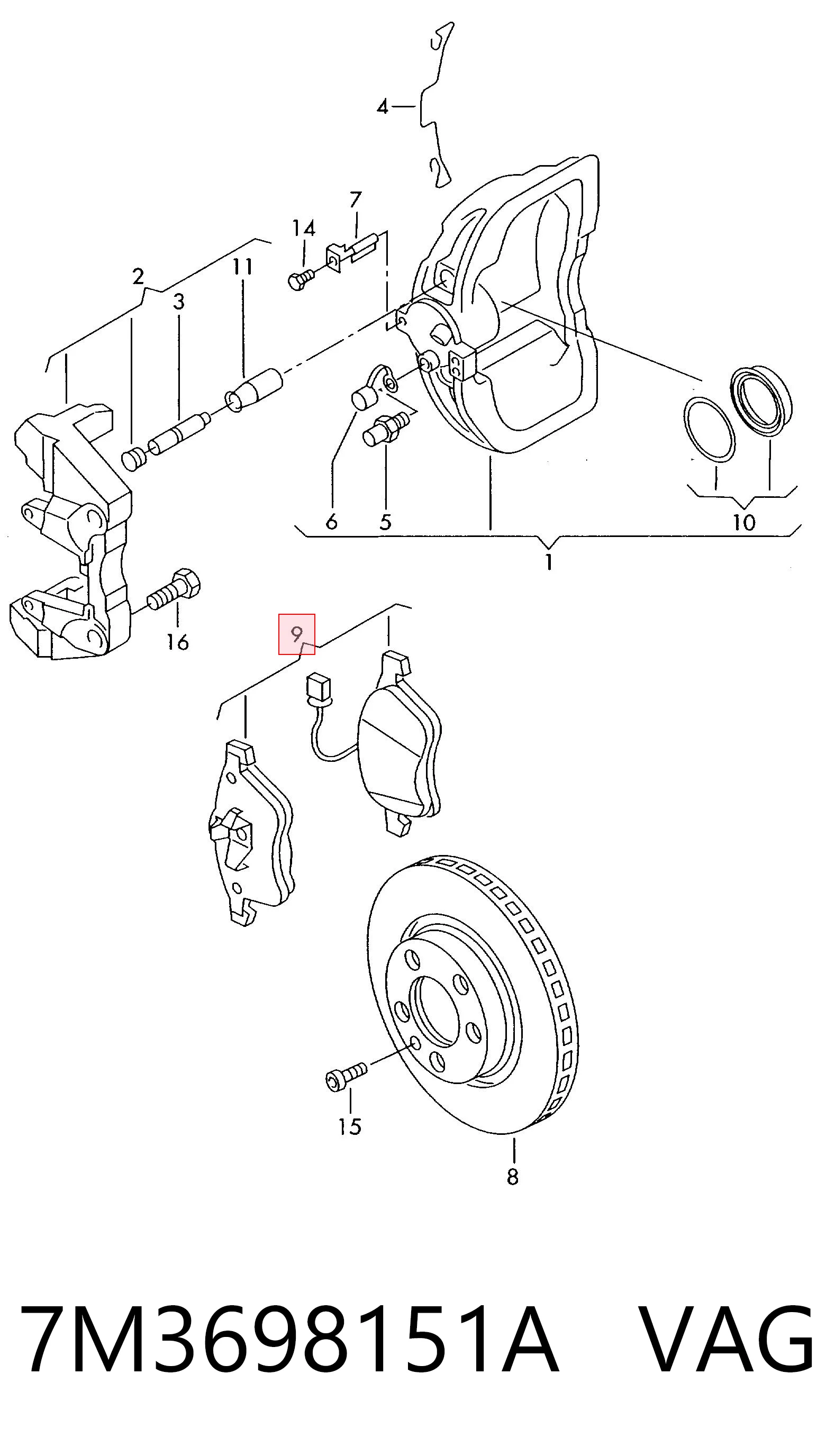 7M3698151A VAG Передні гальмівні колодки