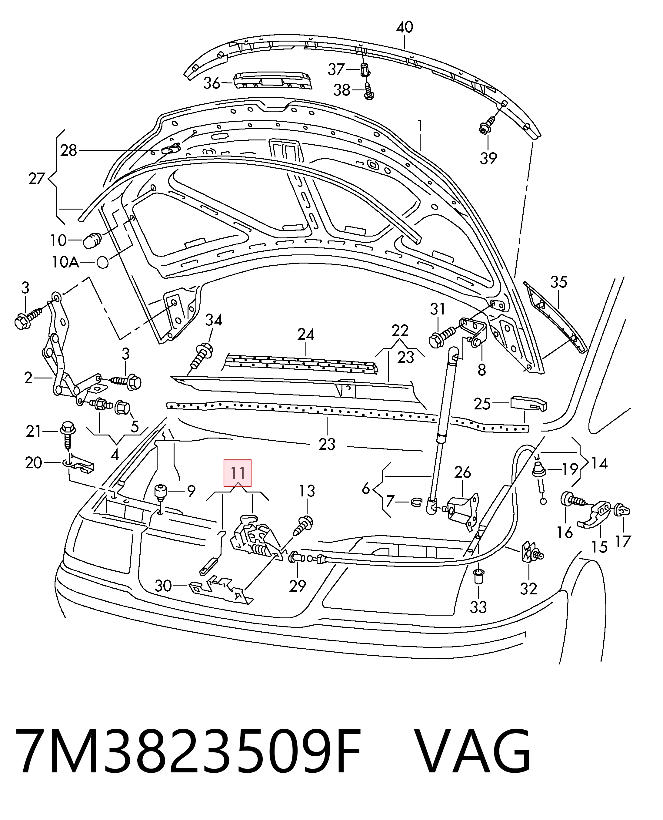 Купити Замок капота Volkswagen Sharan I 7M8, 7M9, 7M6