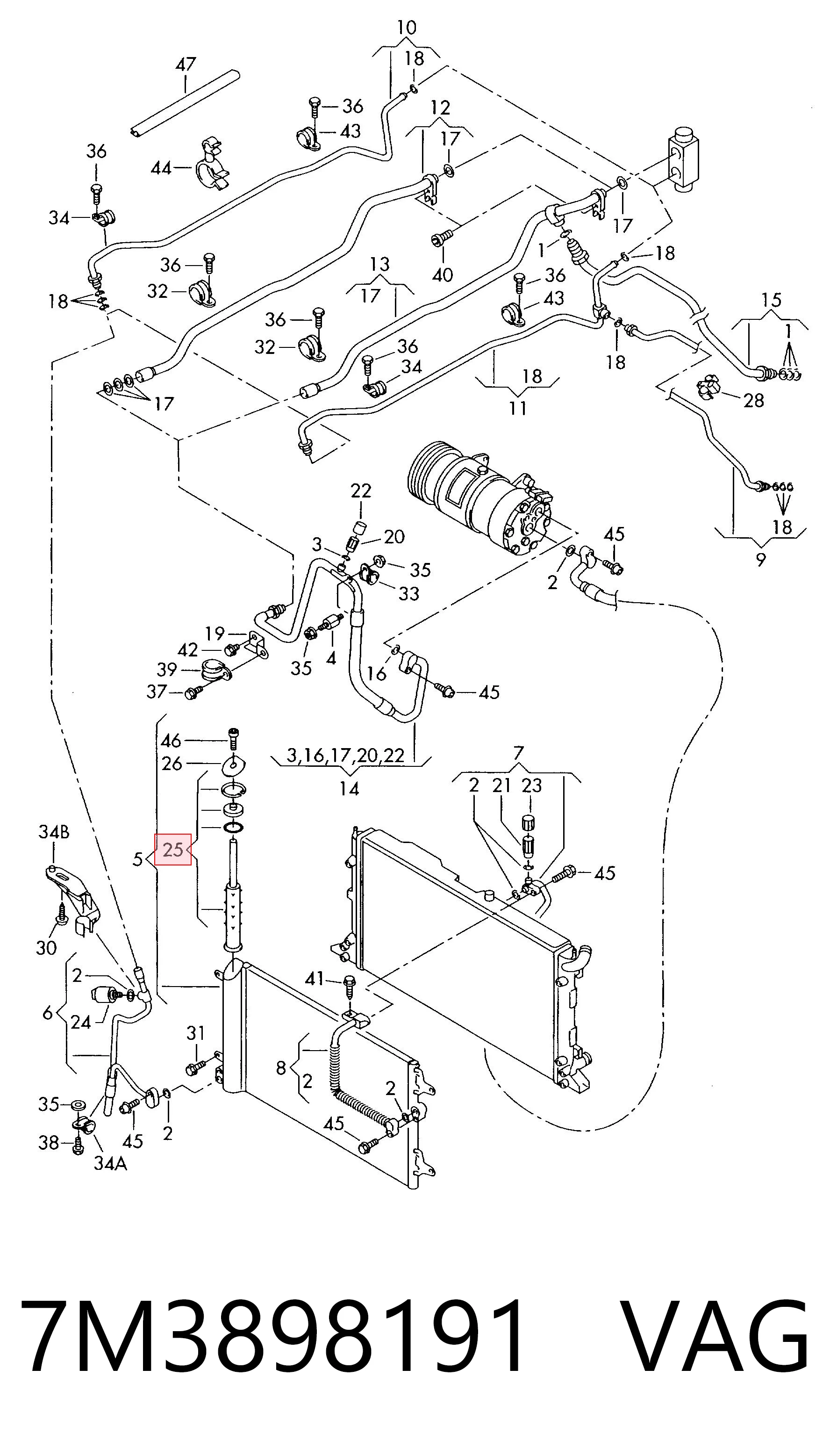 Ресивер-осушувач кондиціонера VAG 7M3898191 ціна, від 15.04 USD