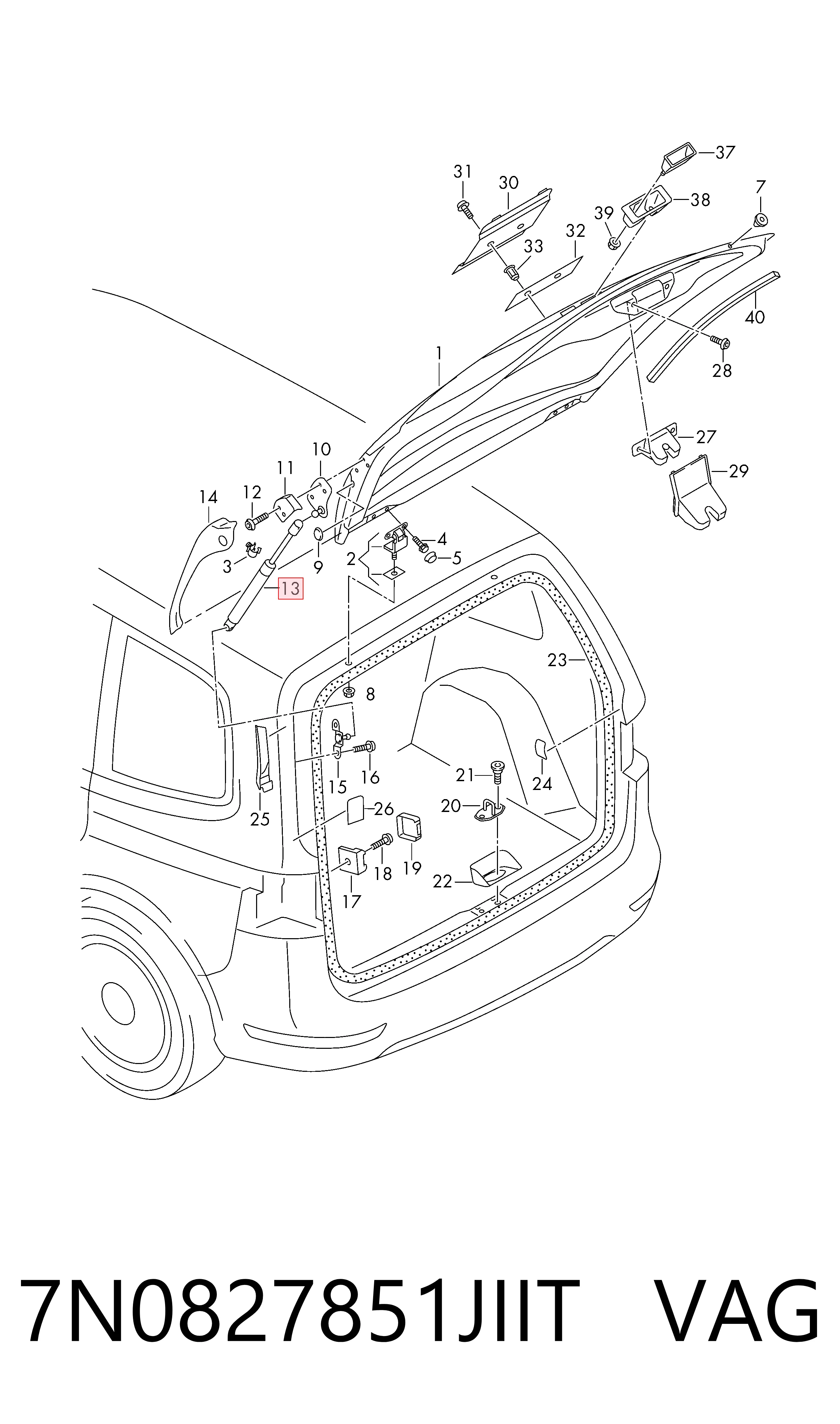 Амортизатор двері задньої VAG 7N0827851JIIT ціна, від 110.50 USD