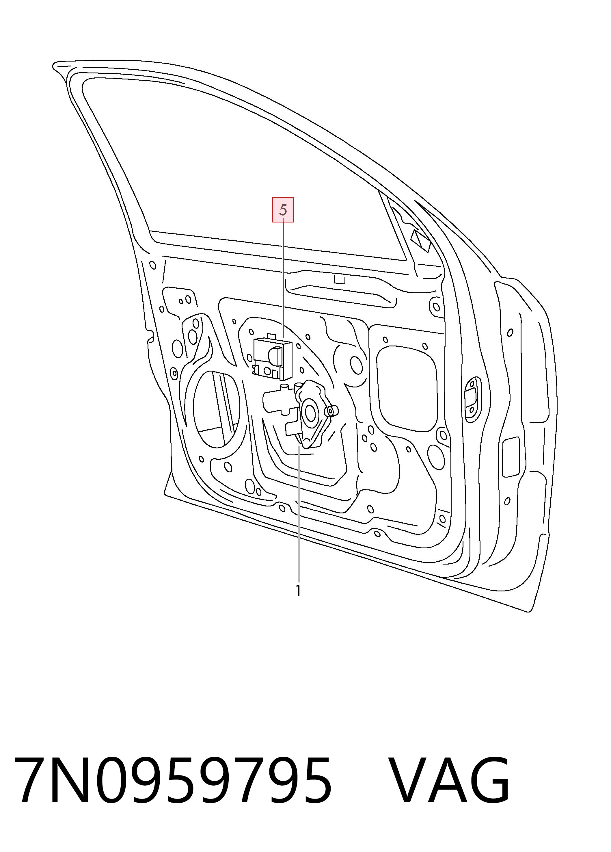 7N0959795 VAG Блок комфорту задніх дверей