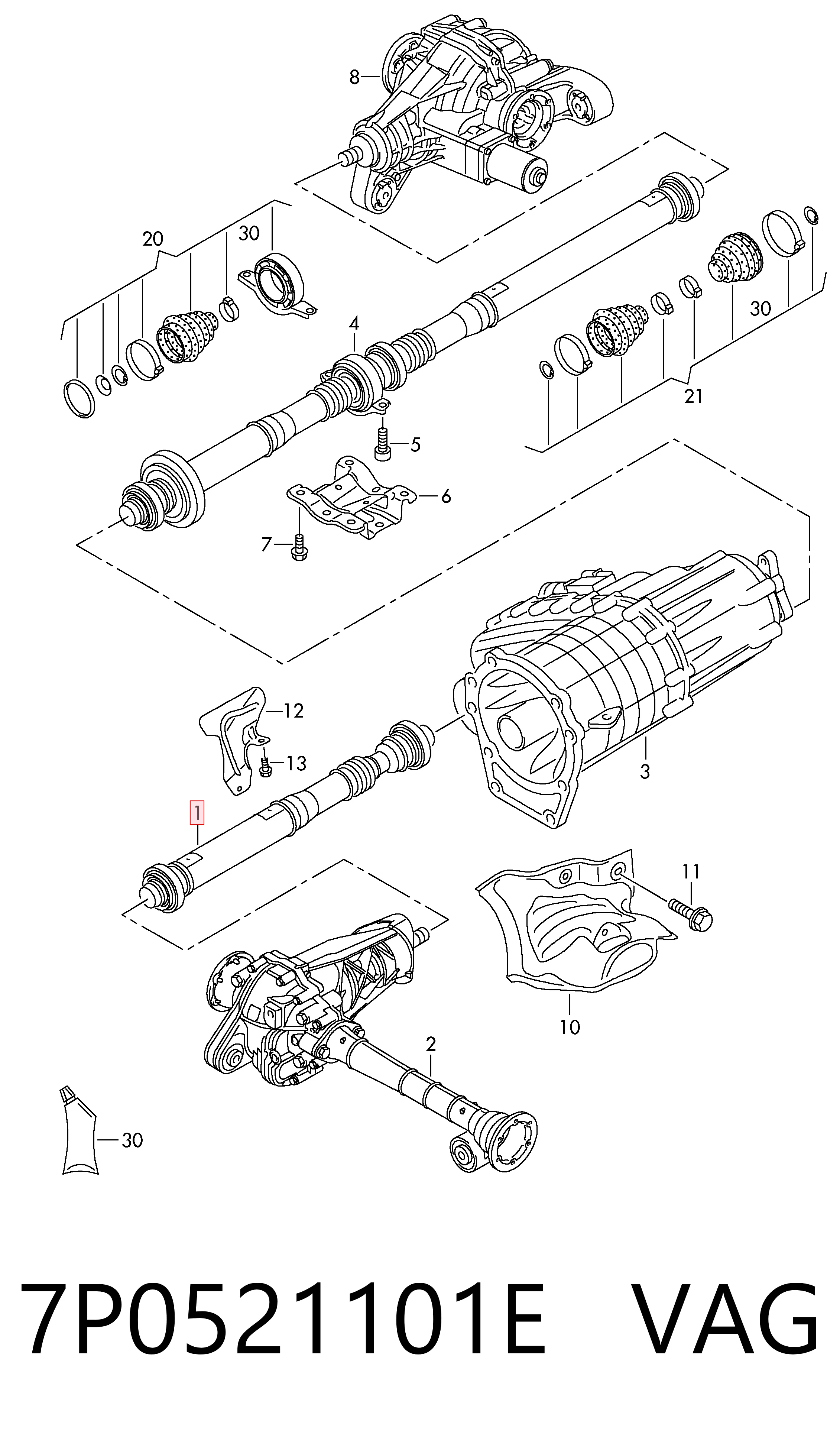 7P0521101E VAG Кардан передній