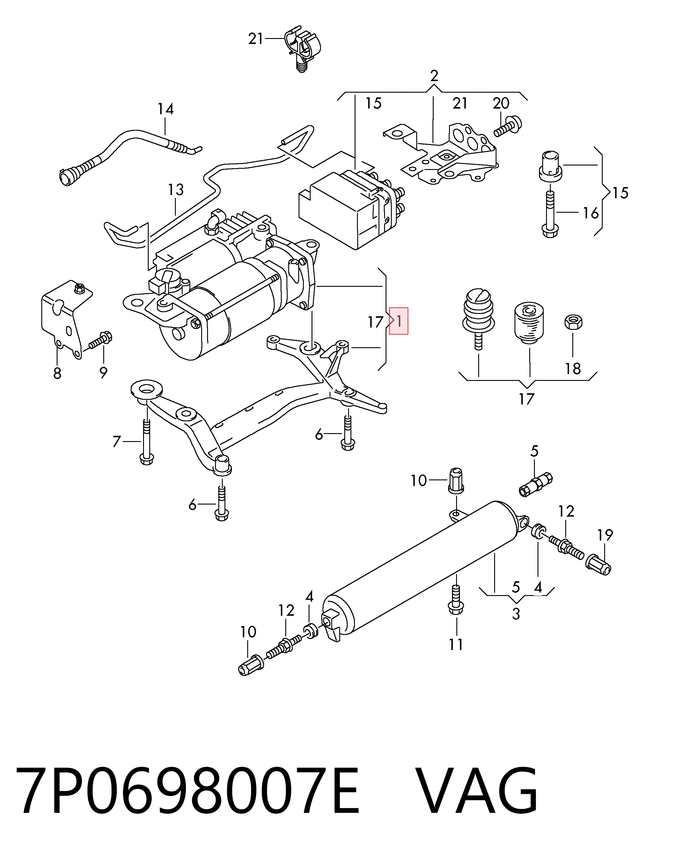 7P0698007E VAG Компресор підкачки амортизаторів