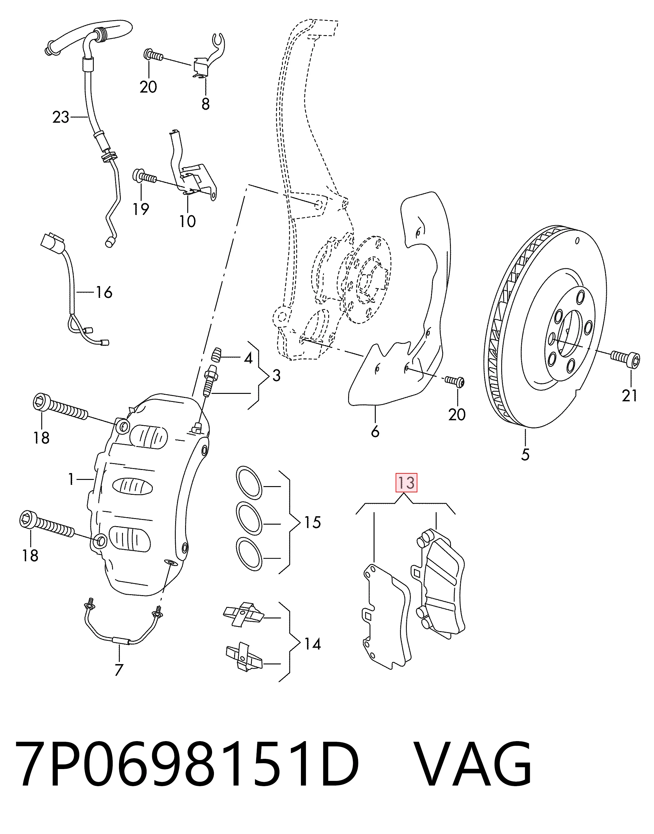 7P0698151D VAG Передні гальмівні колодки