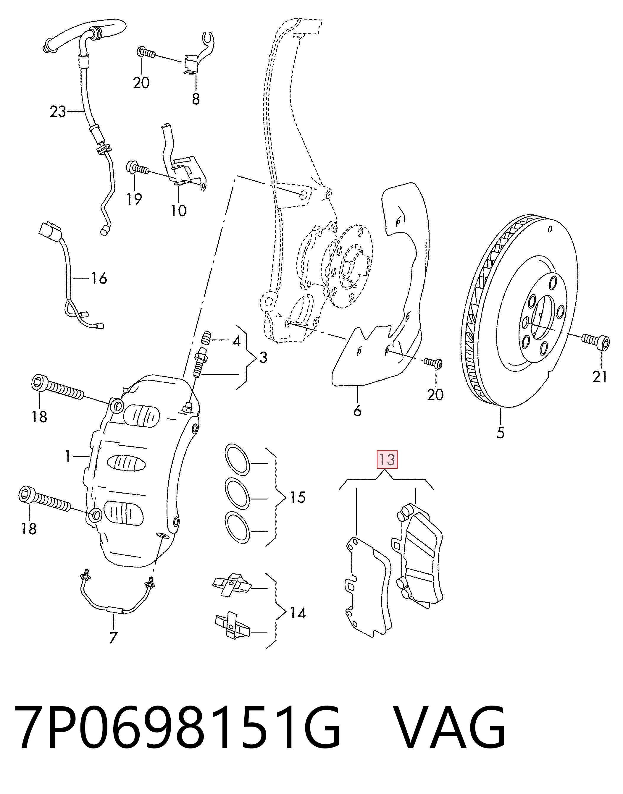 7P0698151G VAG Передні гальмівні колодки