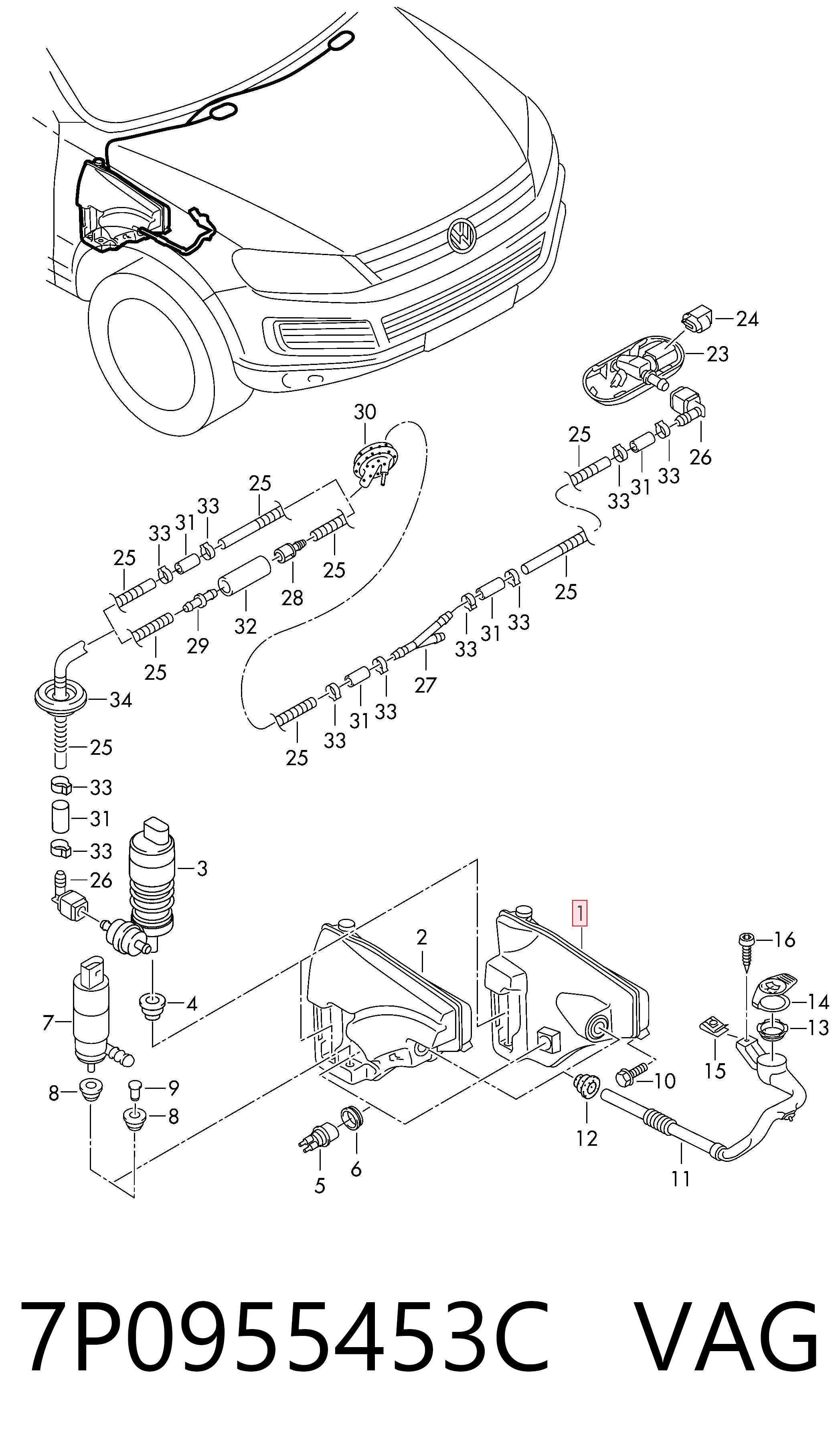 7P0955453C VAG Бачок склоомивача