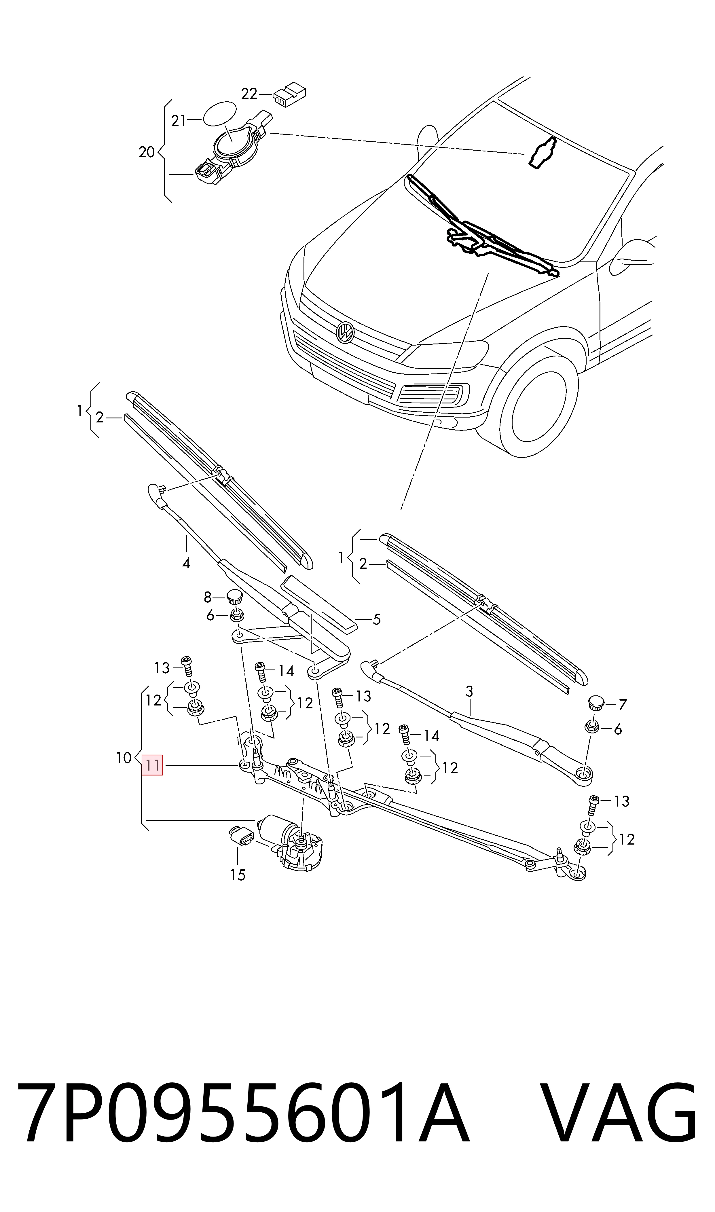 7P0955601A VAG Трапеція склоочисника