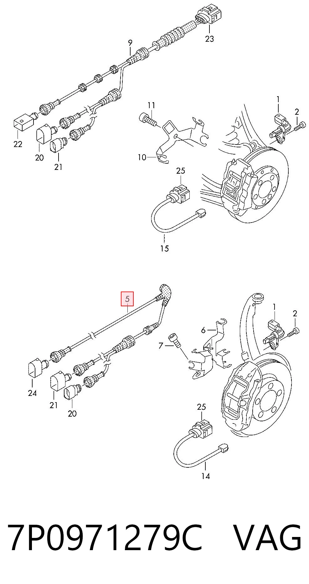 7P0971279C VAG Провід датчика АБС передній