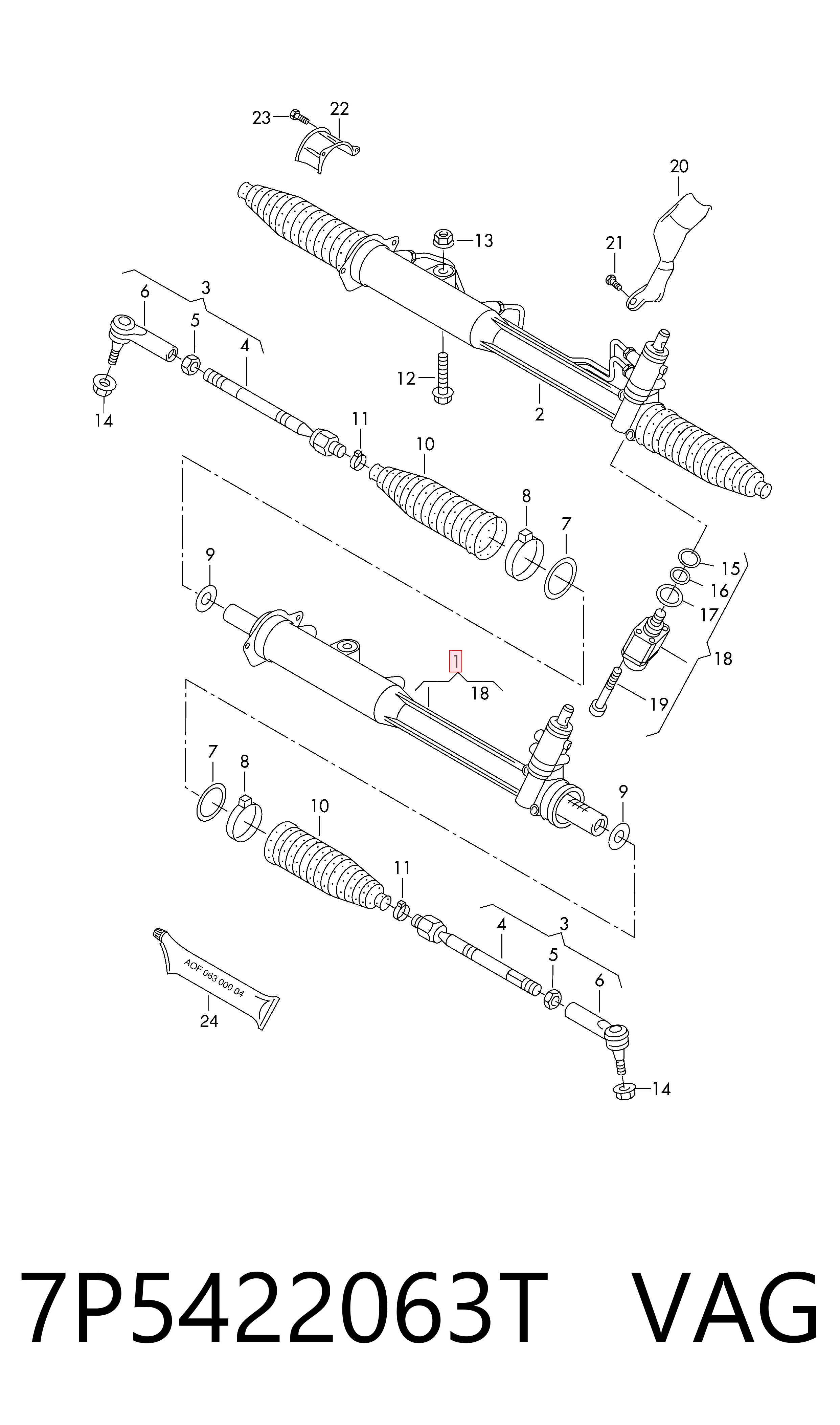 7P5422063T VAG Рейковий рульовий механізм