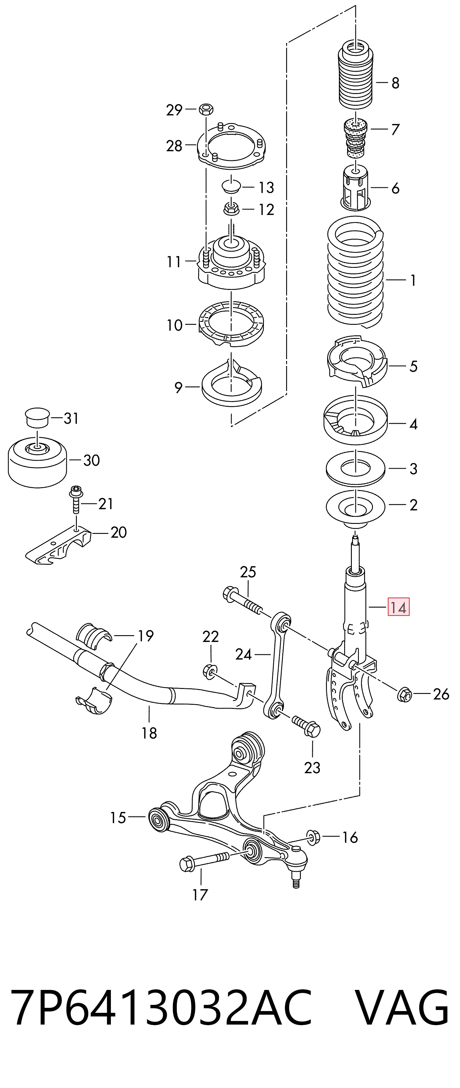 7P6413032AC VAG Амортизатор передньої підвіски