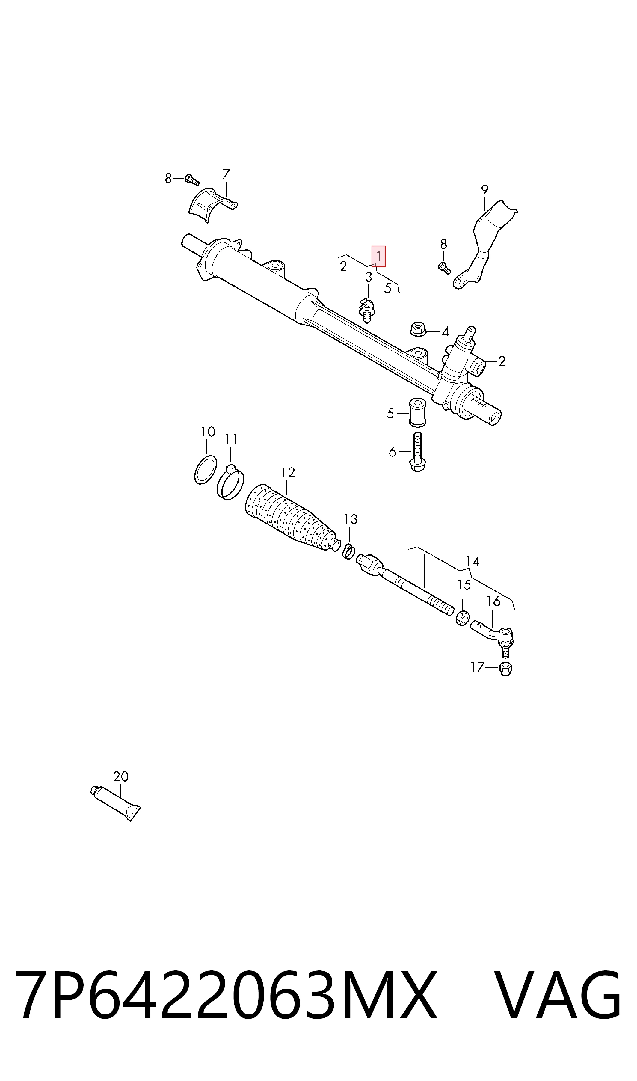7P6422063MX VAG Рейковий рульовий механізм