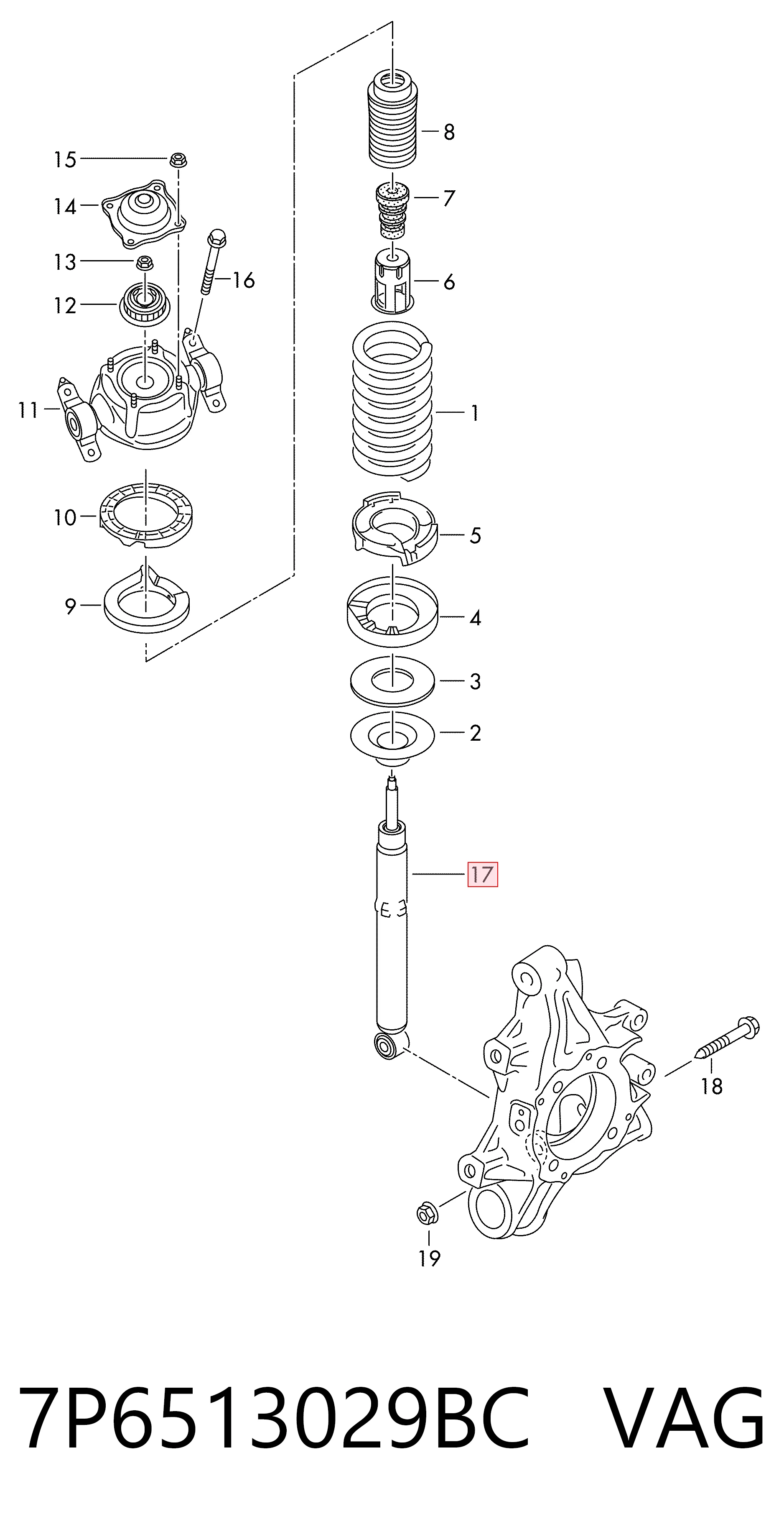 7P6513029BC VAG Амортизатори задні