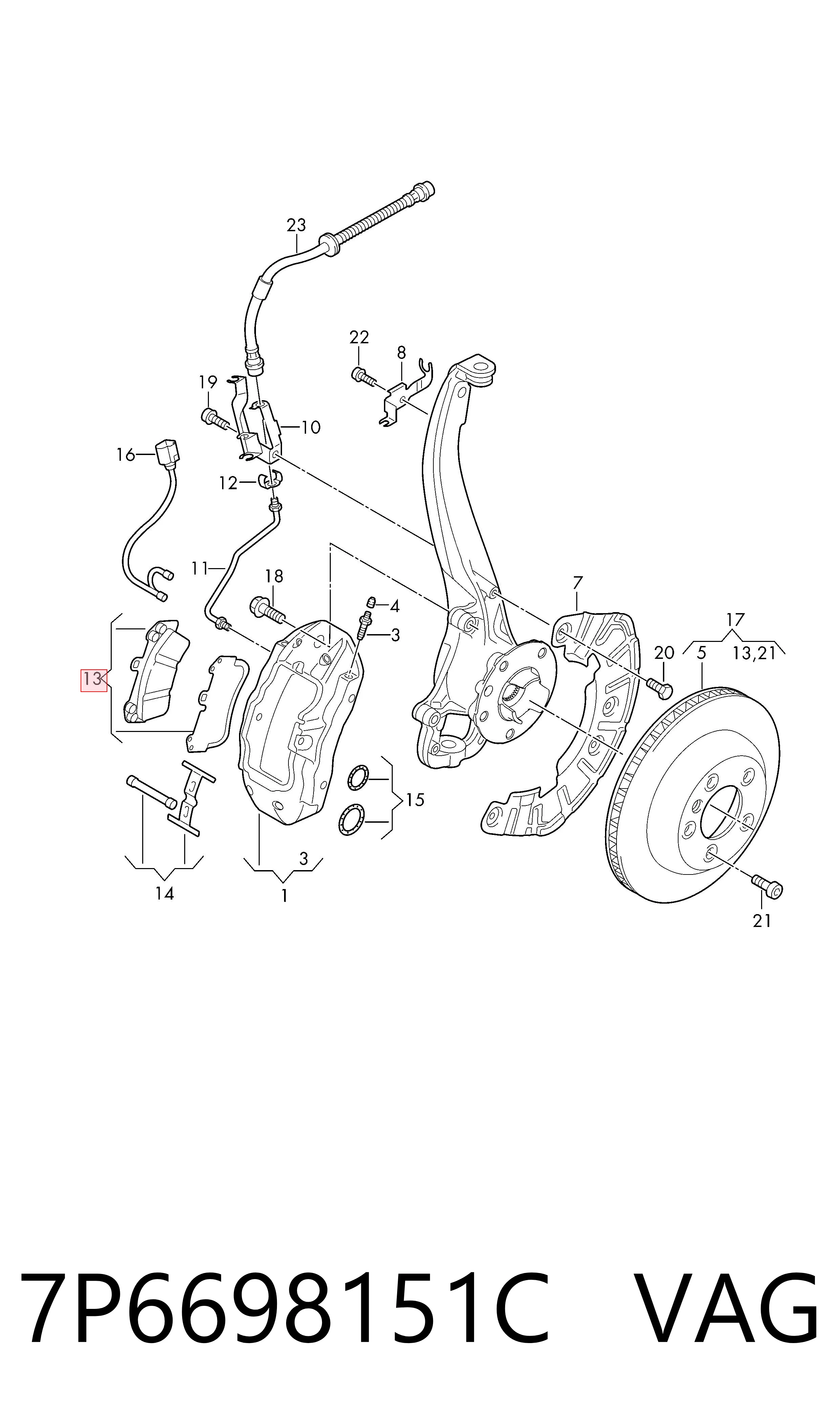 7P6698151C VAG Передні гальмівні колодки