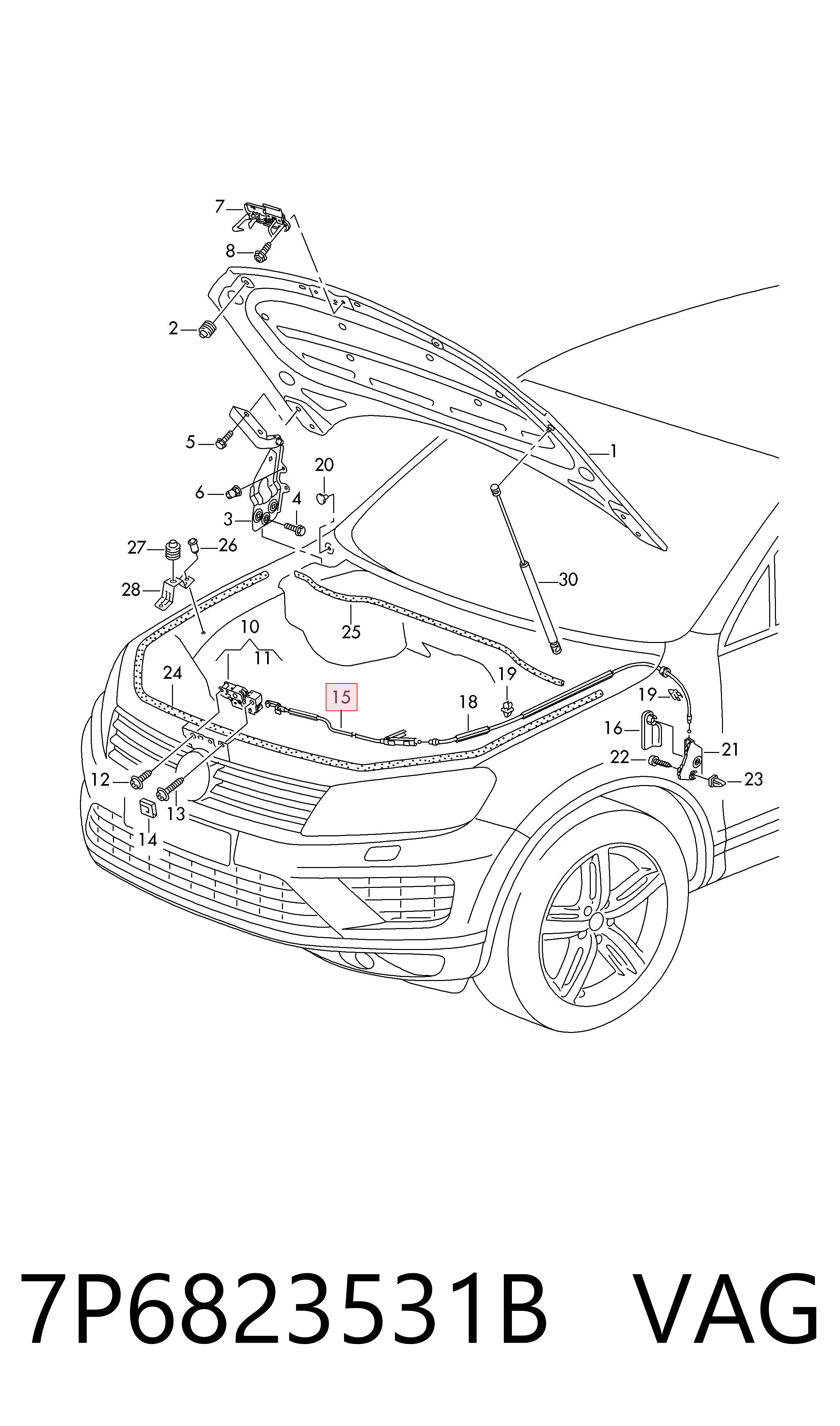 7P6823531B VAG Трос замка капота