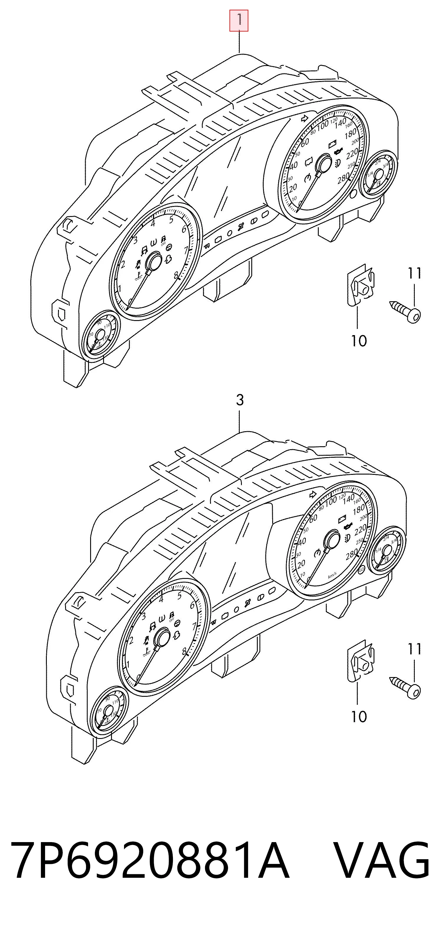 7P6920881A VAG Щиток приладів додатковий