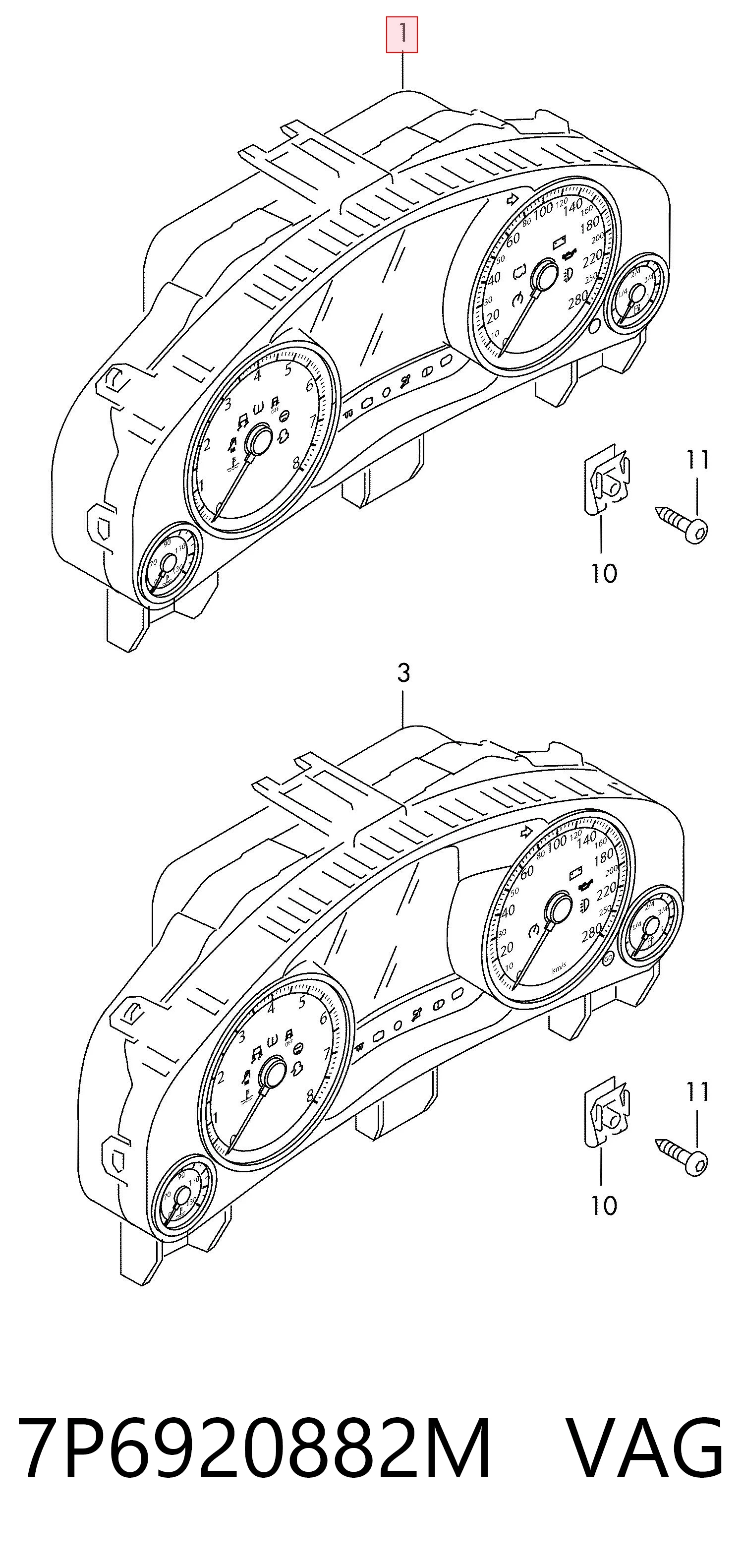 7P6920882M VAG Щиток приладів додатковий