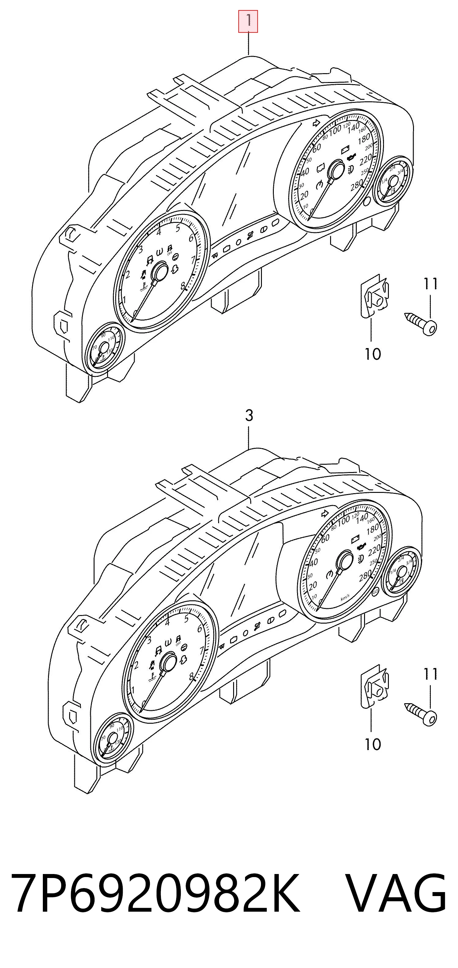 7P6920982K VAG Щиток приладів додатковий