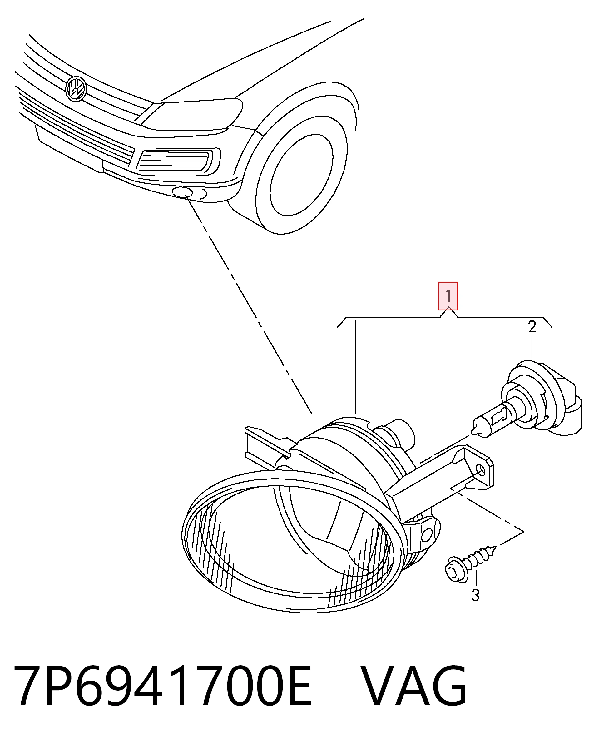 7P6941700E VAG Фара протитуманна, права